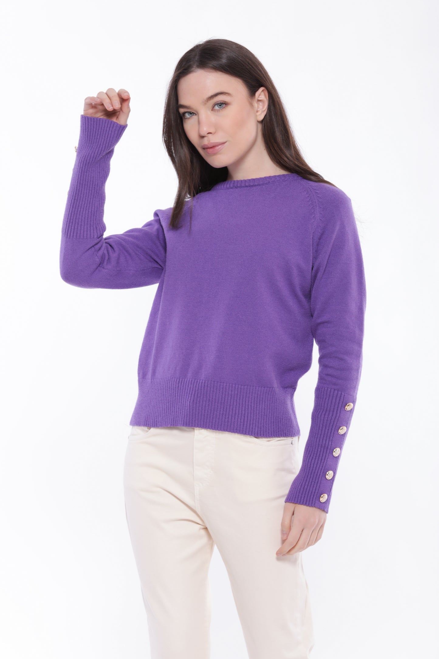 MAGLIA CON COLLO REMOVIBILE CON SPACCO E BOTTONI SU POLSI
