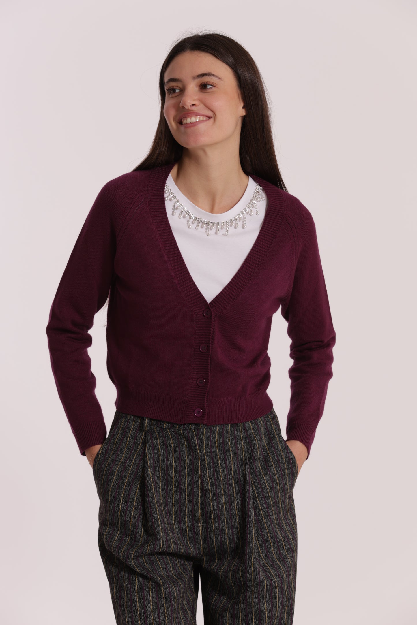 MAGLIA CARDIGAN CON BOTTONI GIOIELLO