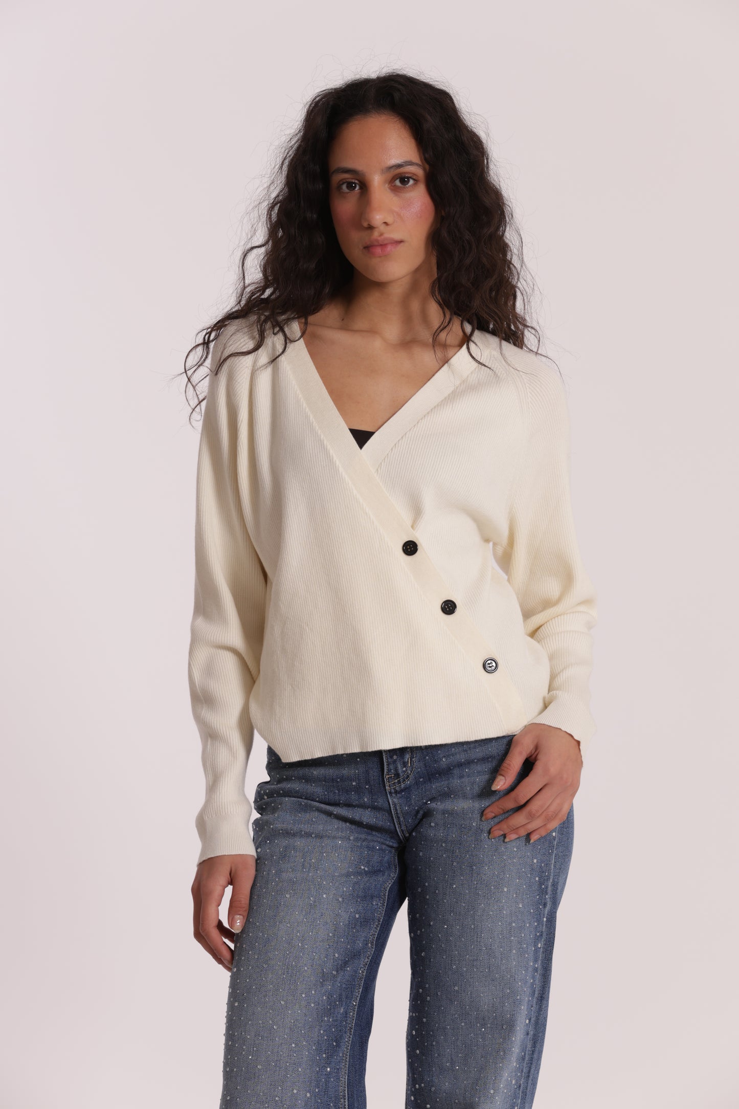MAGLIA CARDIGAN CON CHIUSURA OBLICLA