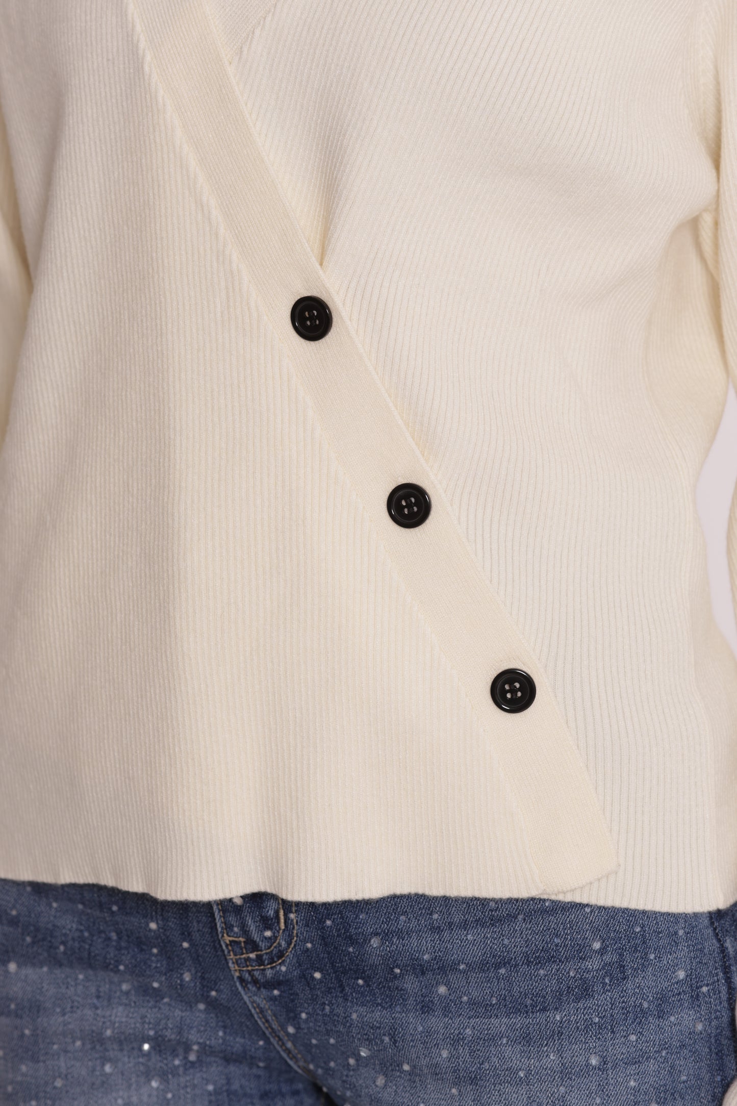MAGLIA CARDIGAN CON CHIUSURA OBLICLA