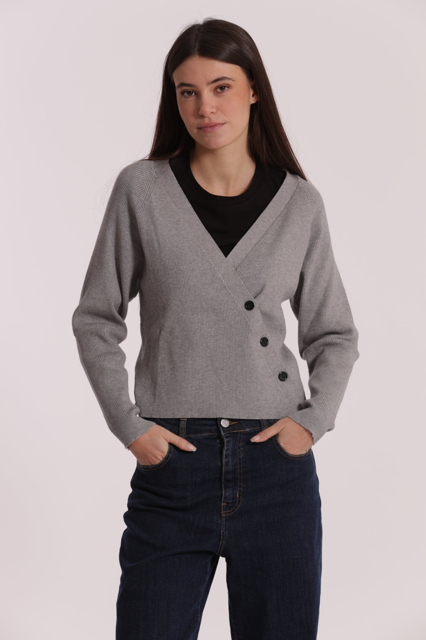 MAGLIA CARDIGAN CON CHIUSURA OBLICLA