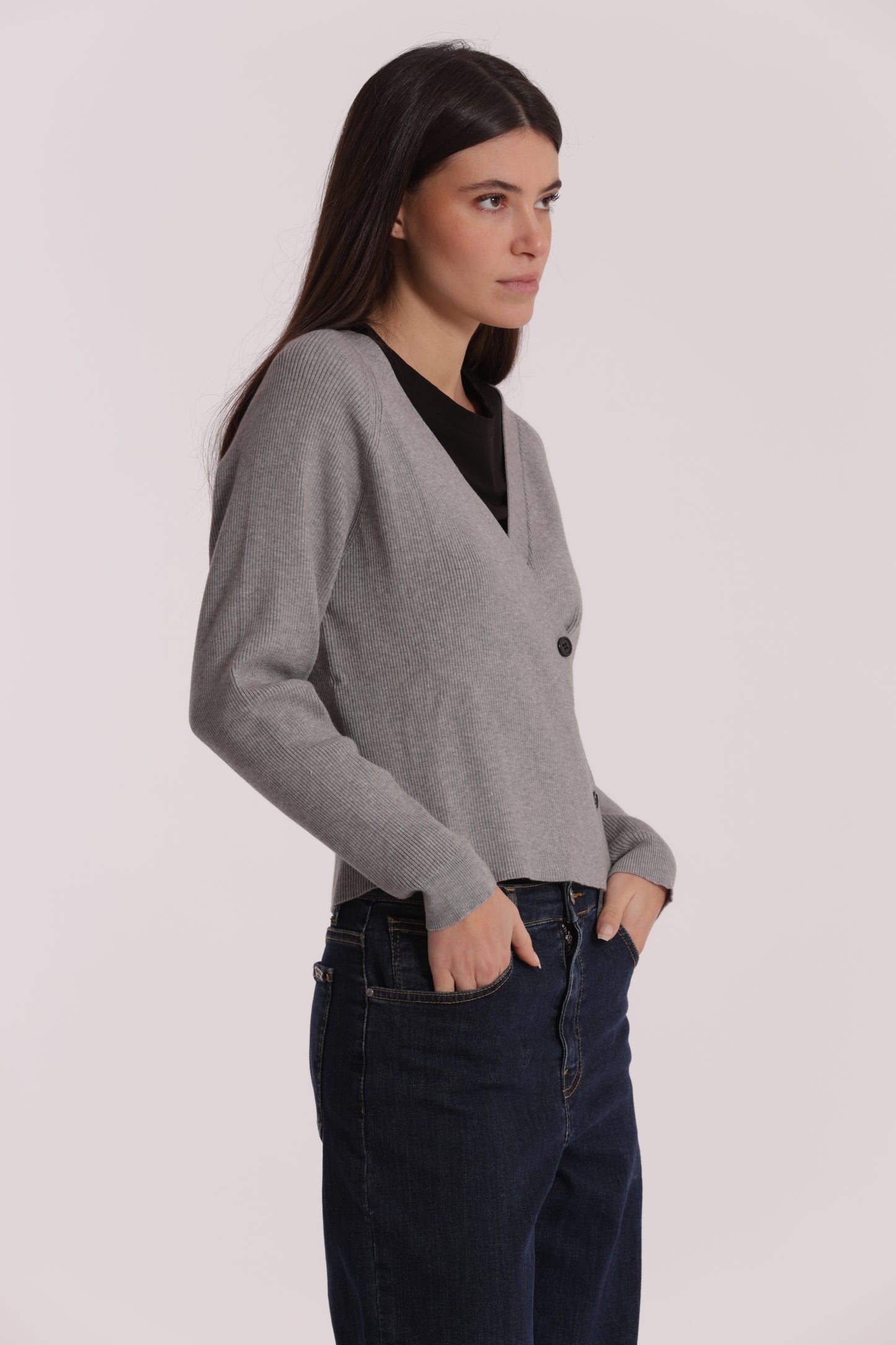 MAGLIA CARDIGAN CON CHIUSURA OBLICLA