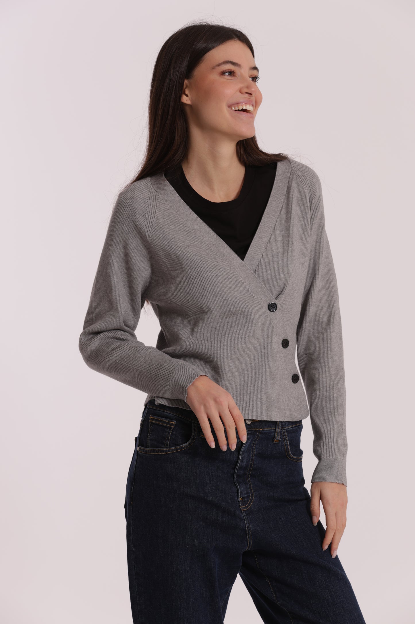 MAGLIA CARDIGAN CON CHIUSURA OBLICLA