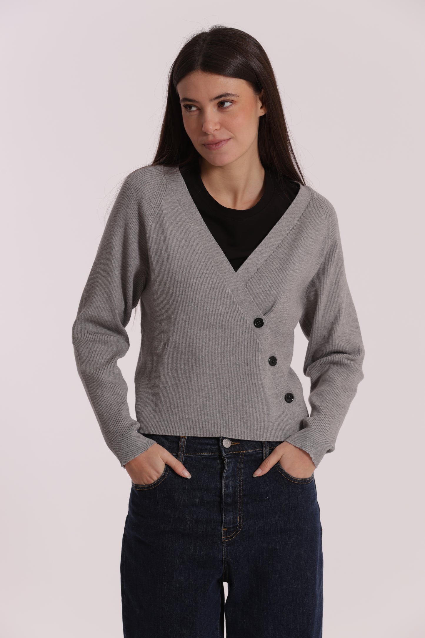 MAGLIA CARDIGAN CON CHIUSURA OBLICLA