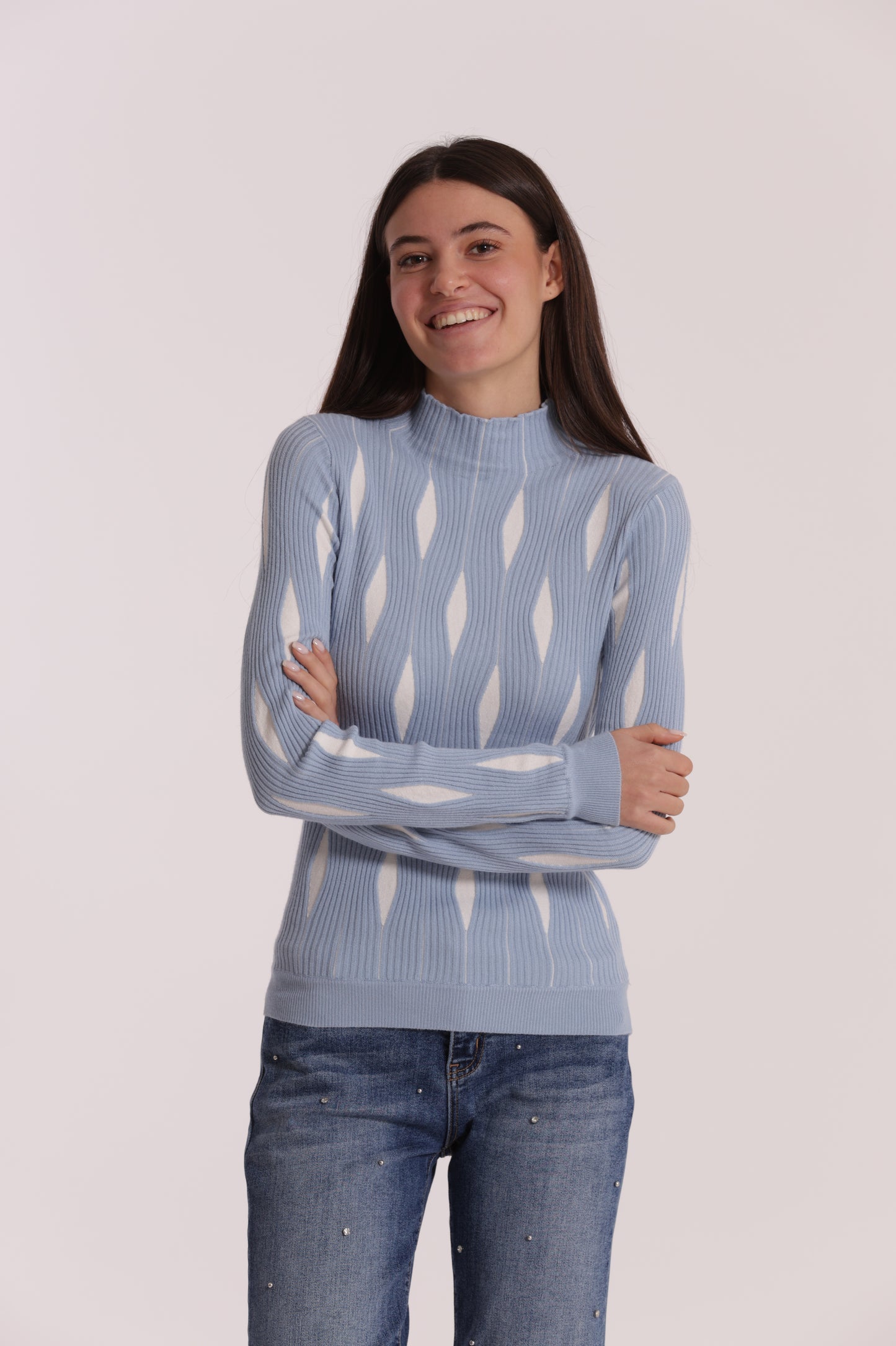 MAGLIA BICOLOR CON FANTASIA ROMBI