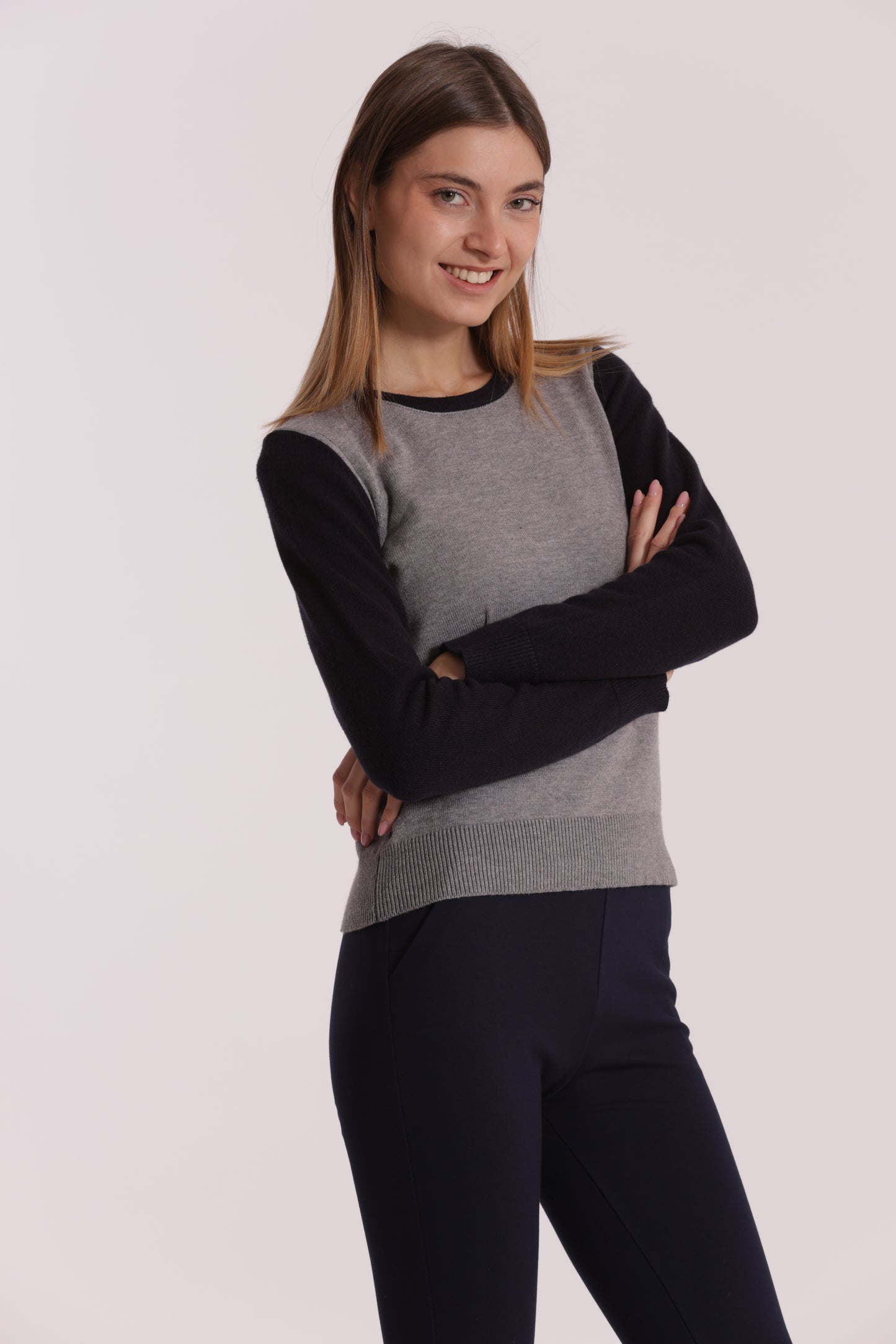 MAGLIA BICOLOR SCOLLO TONDO