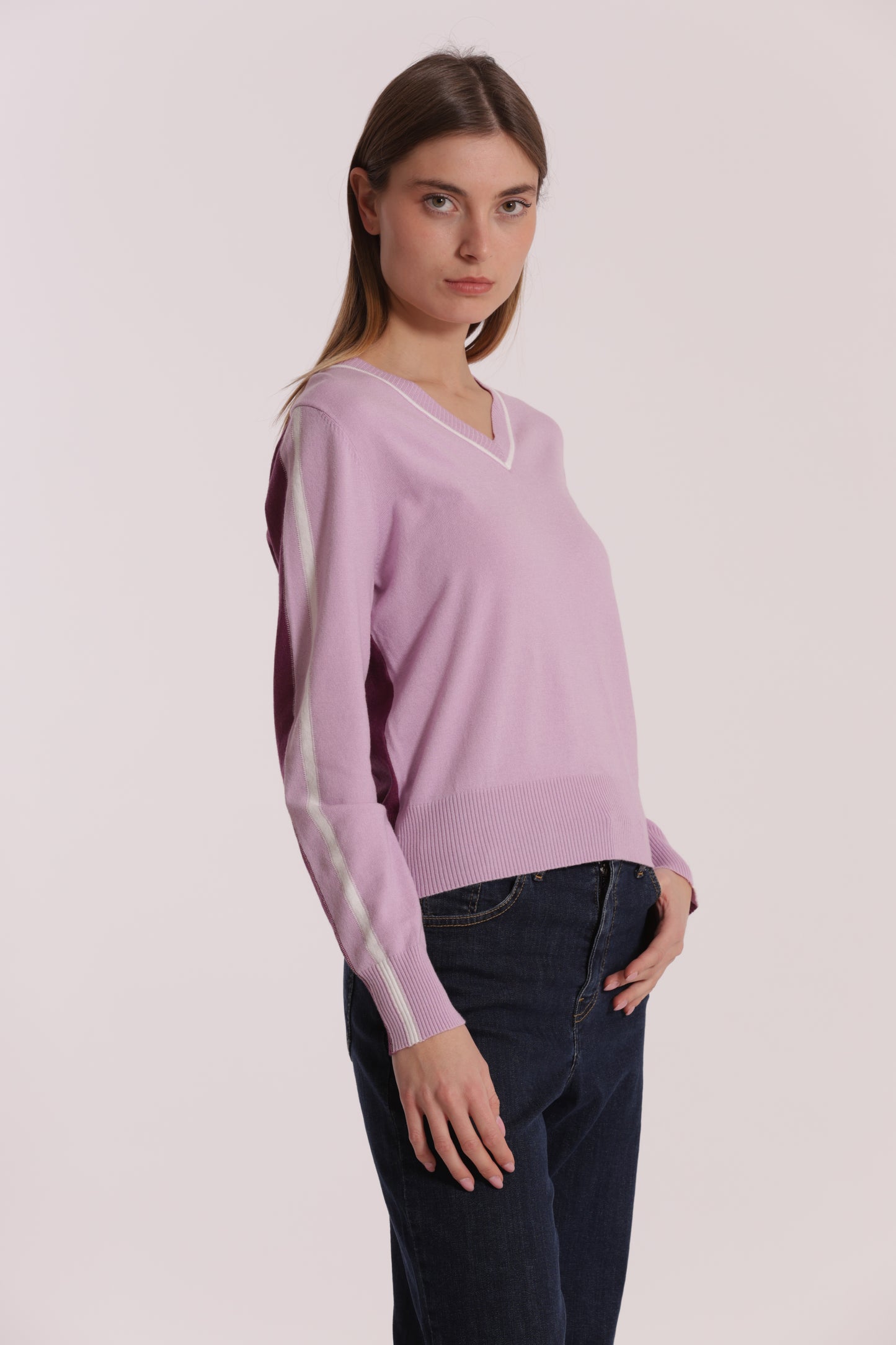MAGLIA TRICOLOR SCOLLO A V