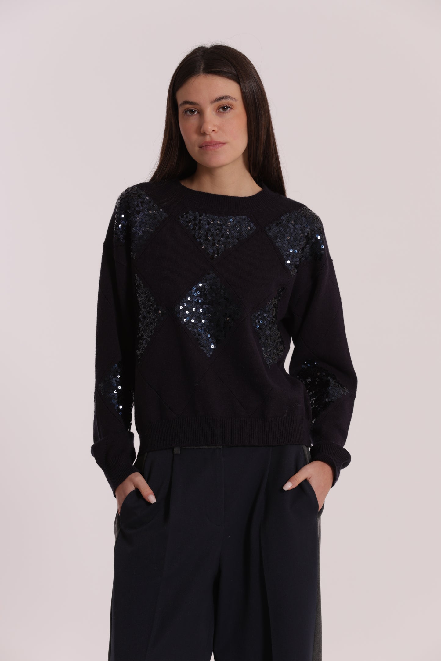 MAGLIA CON ROMBI E PAILLETES
