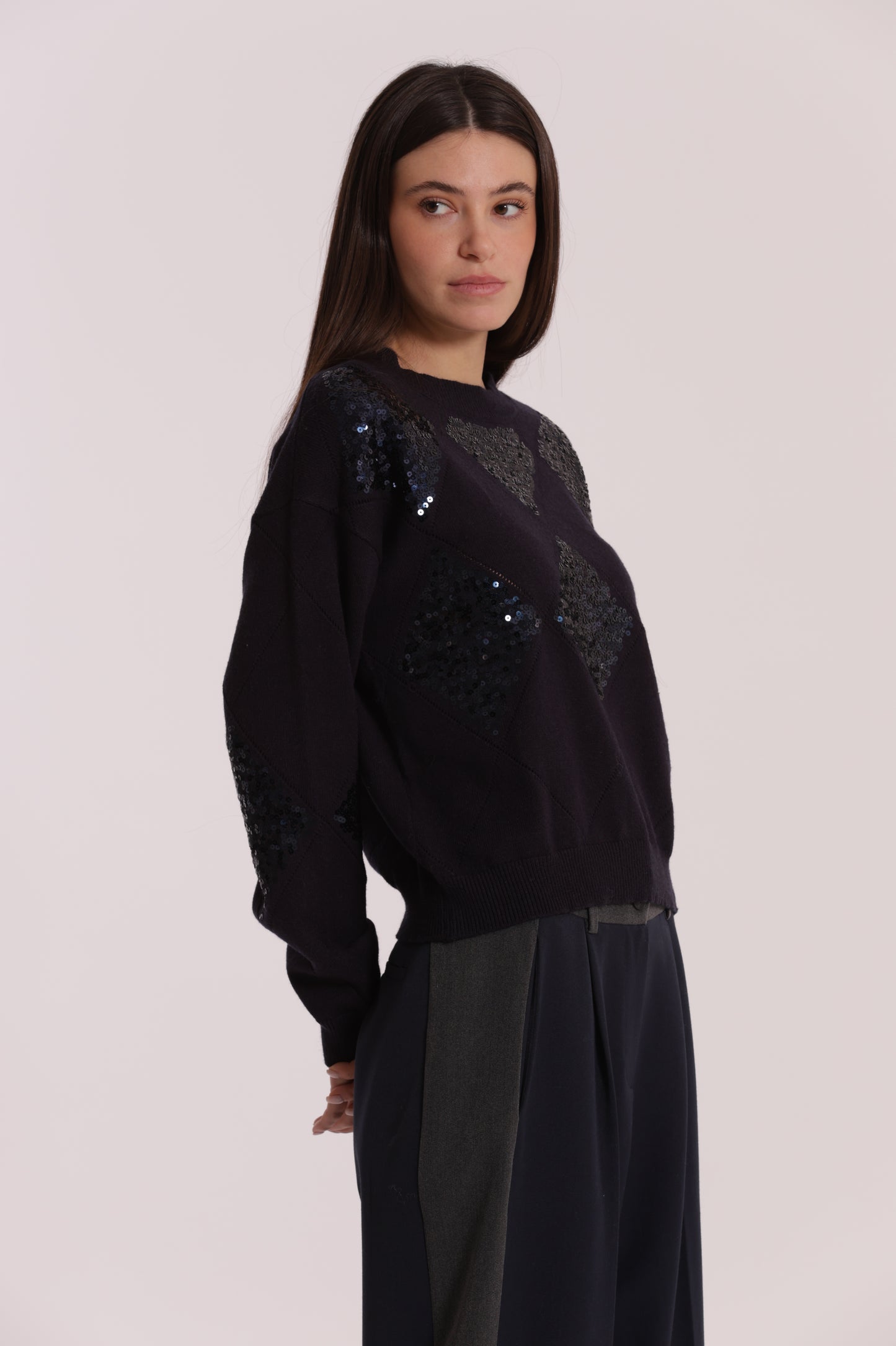 MAGLIA CON ROMBI E PAILLETES