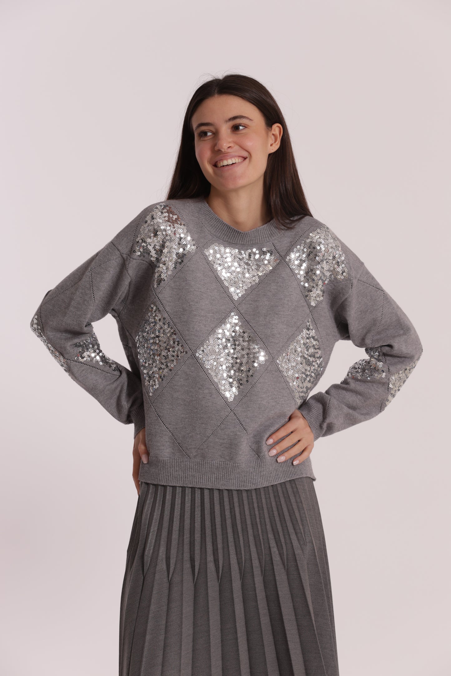 MAGLIA CON ROMBI E PAILLETES