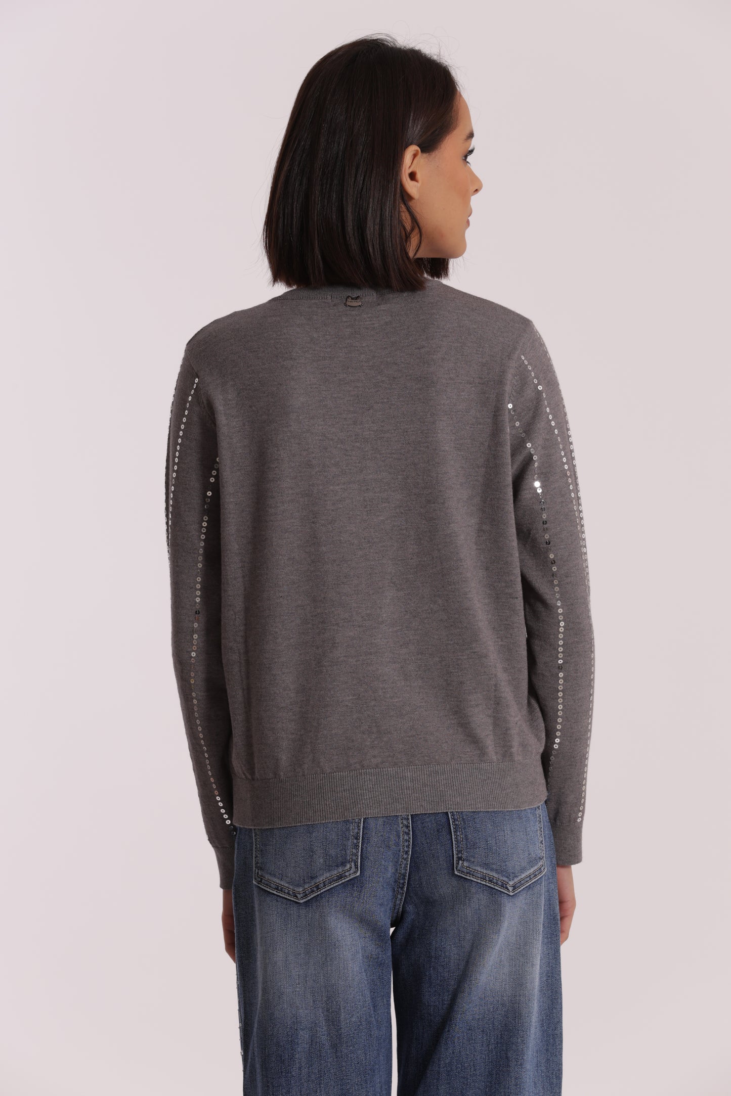 MAGLIA SCOLLO TONDO CON PAILLETES