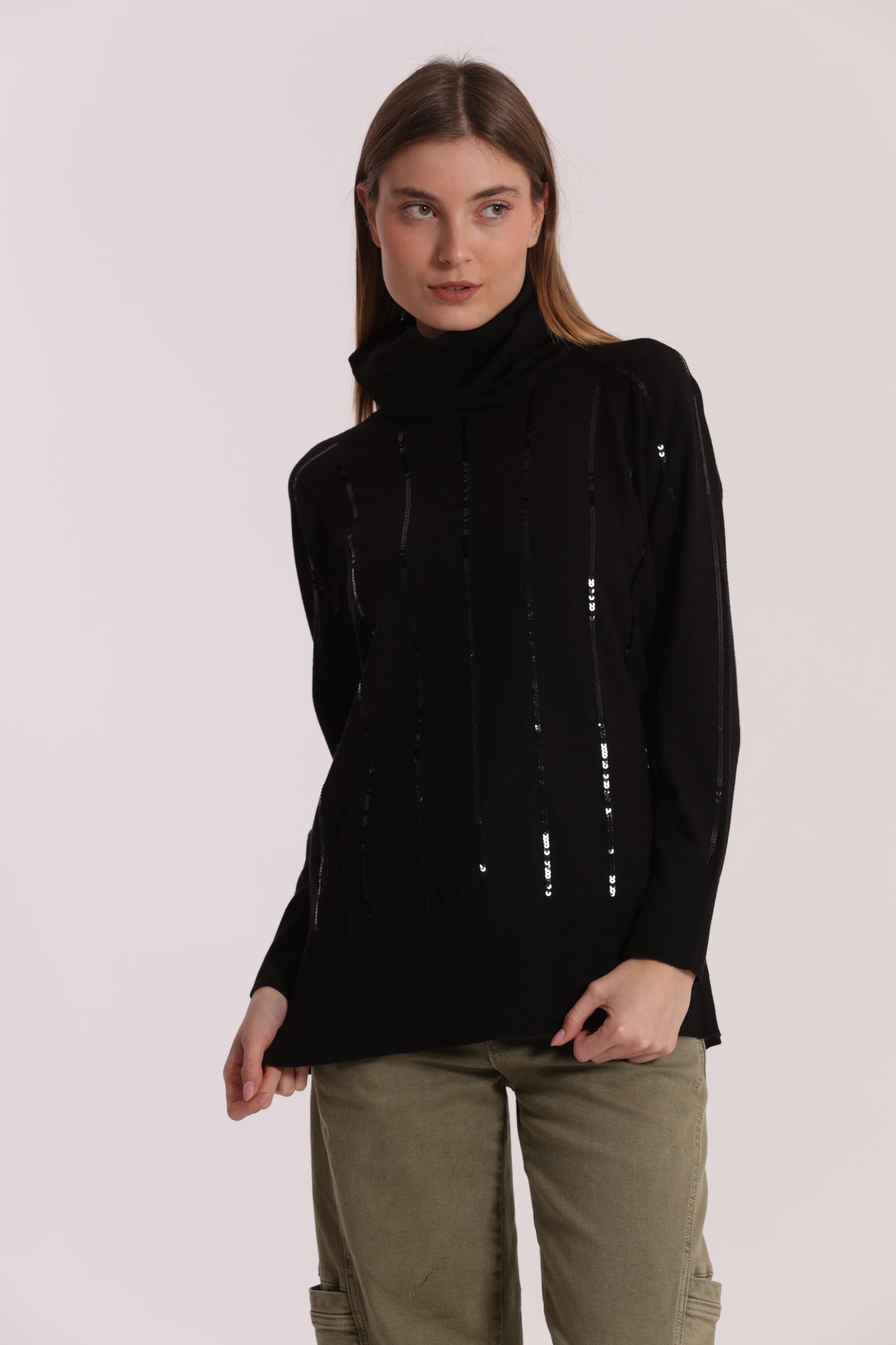 MAGLIA OVER CON SPACCHI LATERALI E PAILLETTES