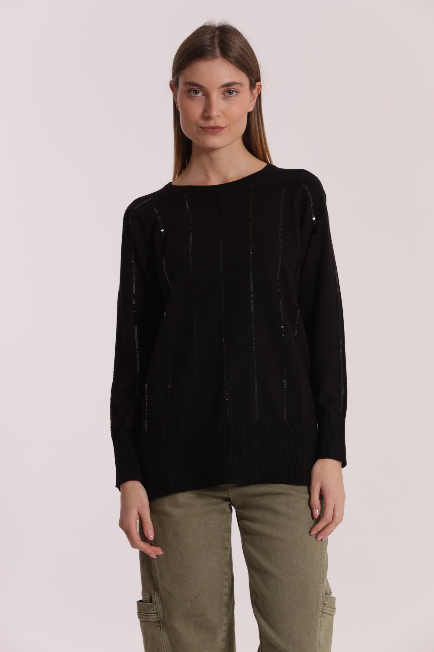 MAGLIA OVER CON SPACCHI LATERALI E PAILLETTES