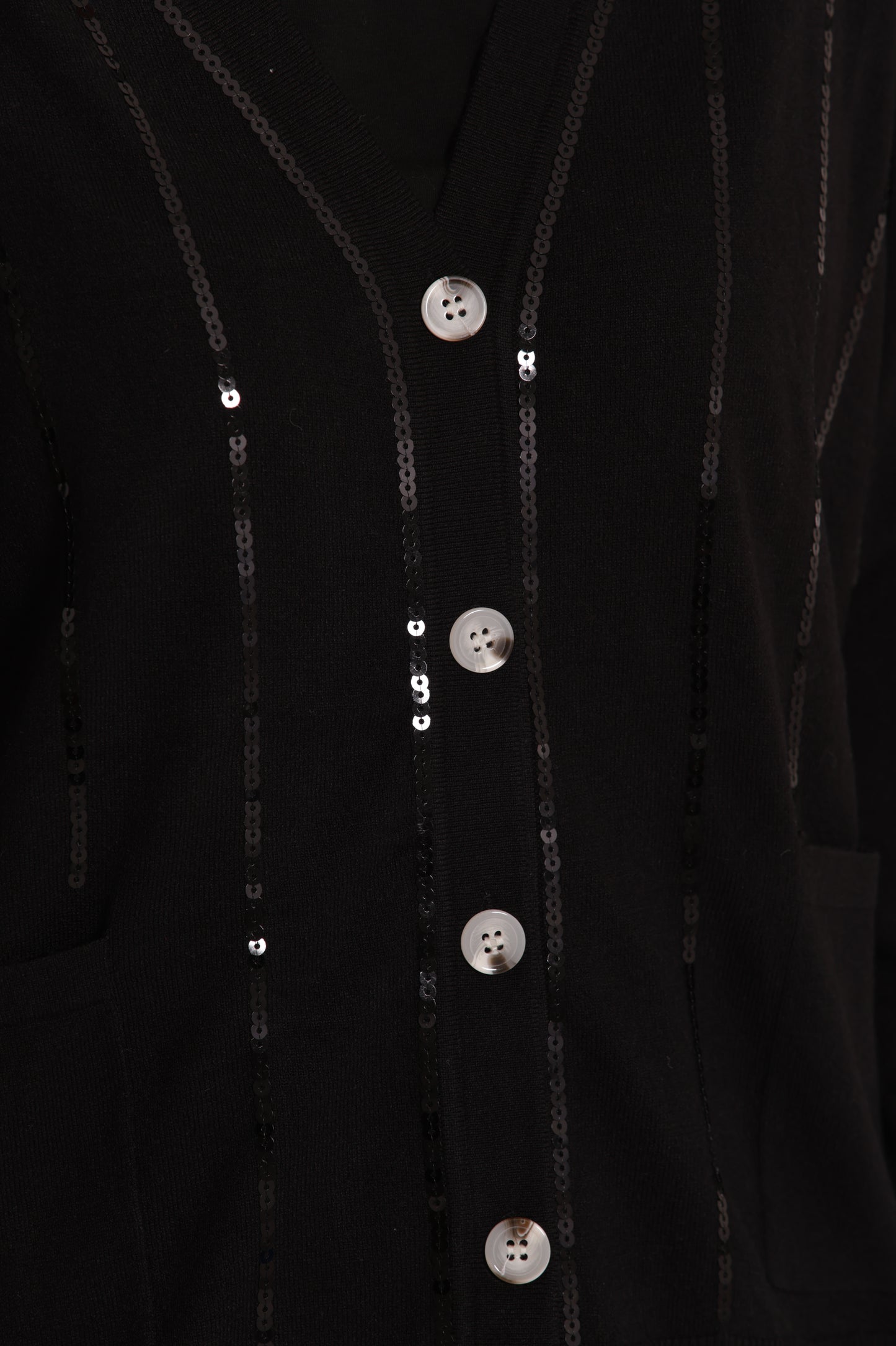 MAGLIA CARDIGAN CON BORDI PAILLETTES
