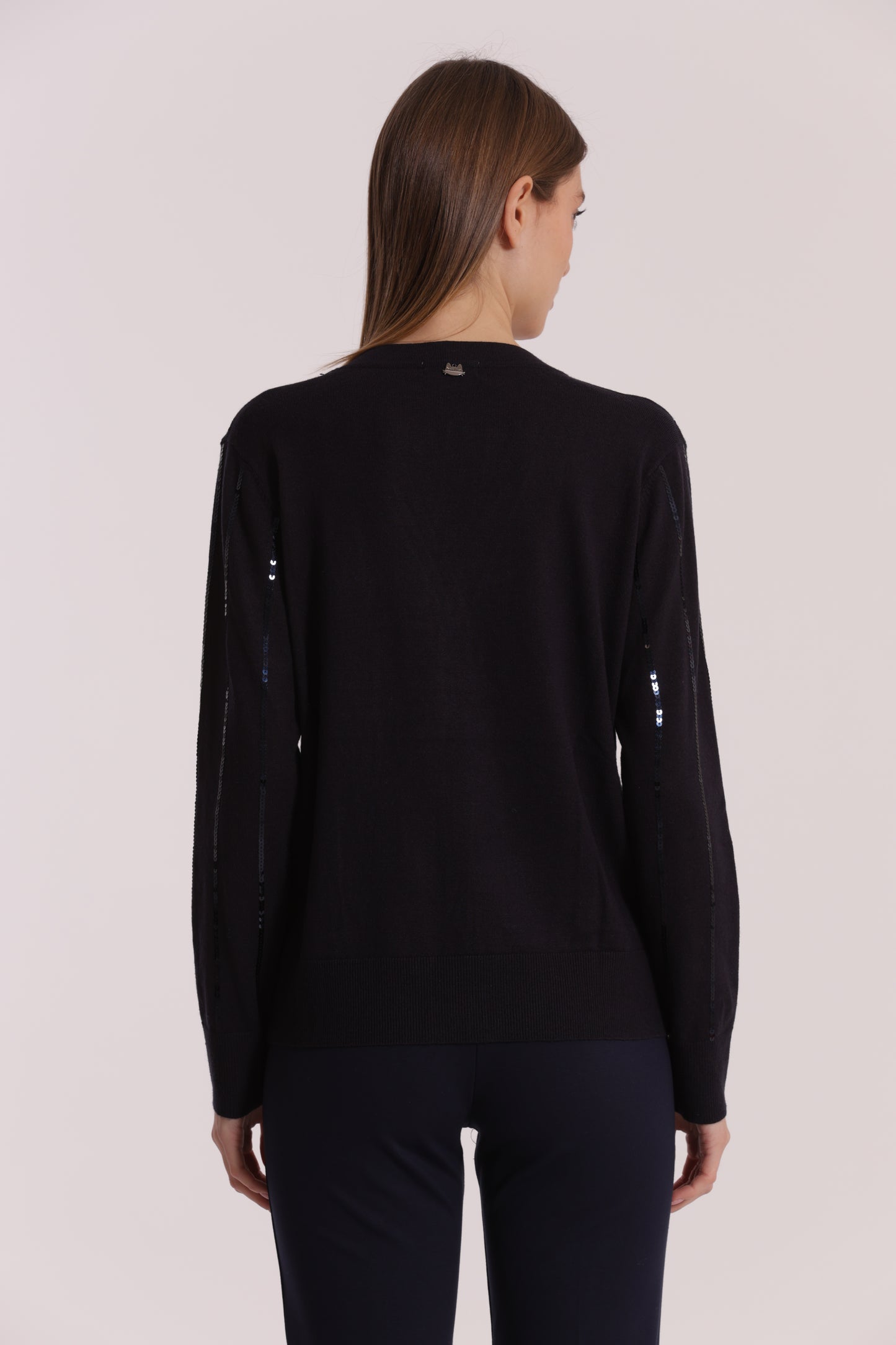 MAGLIA CARDIGAN CON BORDI PAILLETTES