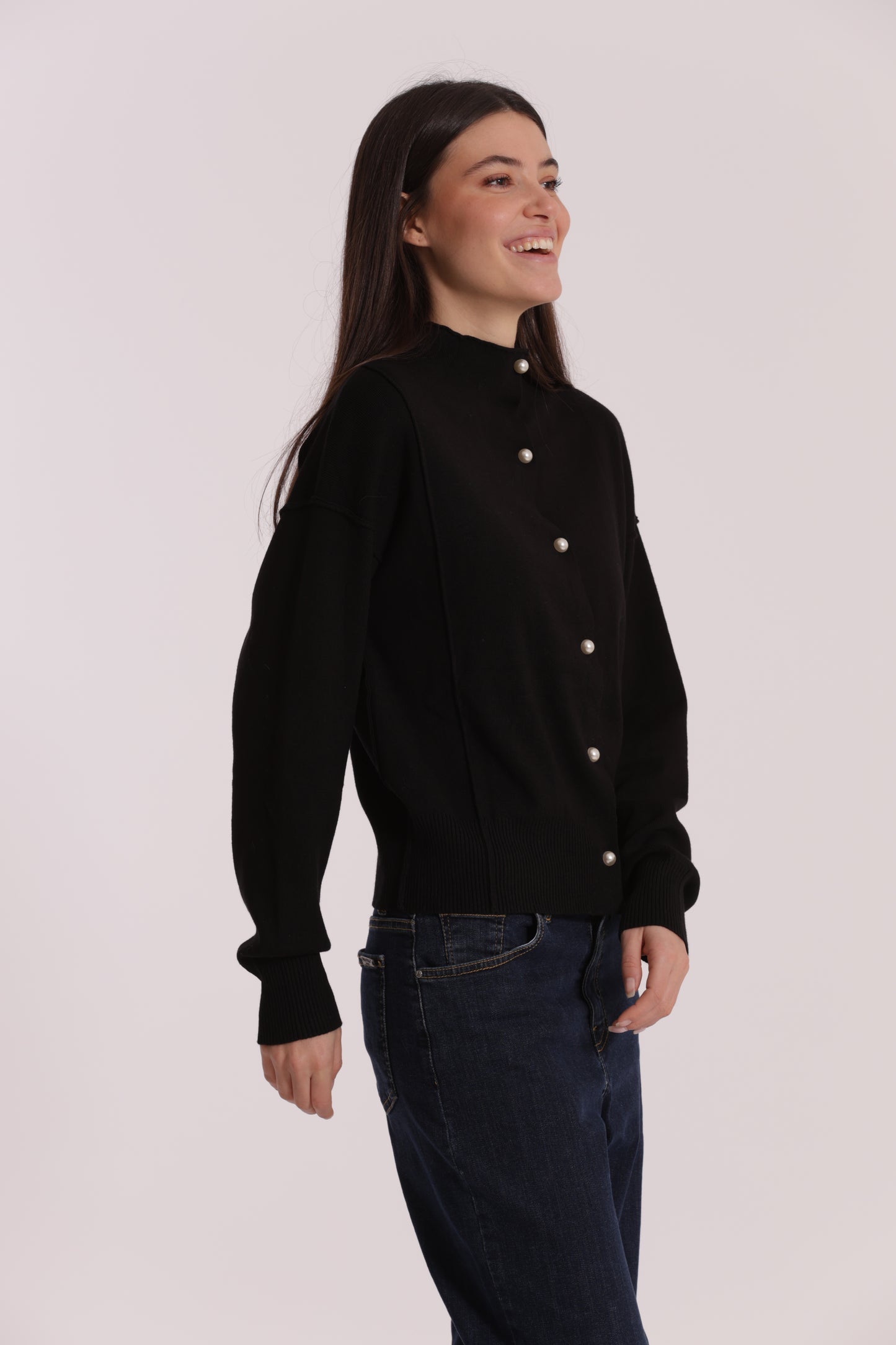 MAGLIA CARDIGAN CON BOTTONI PERLE