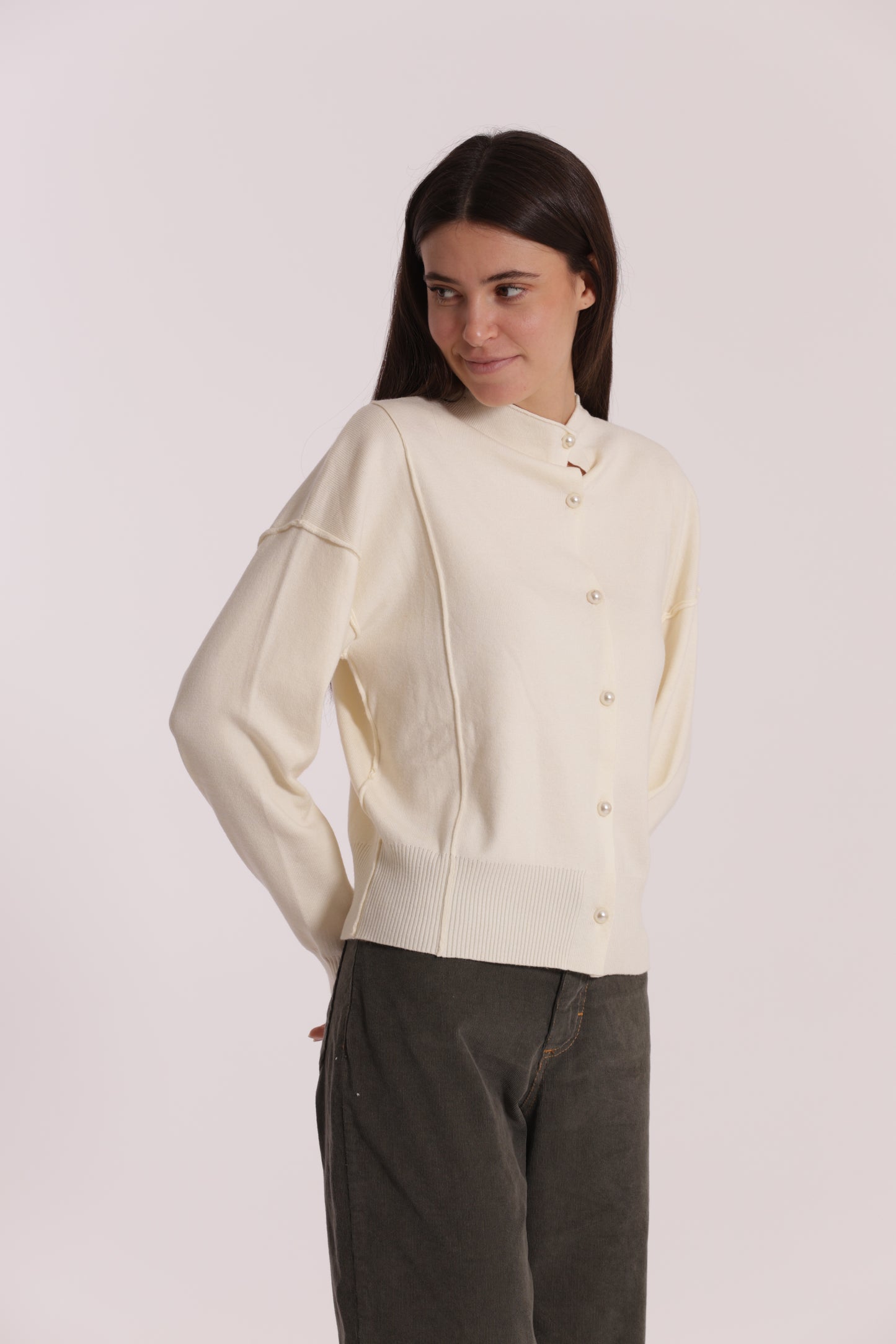 MAGLIA CARDIGAN CON BOTTONI PERLE