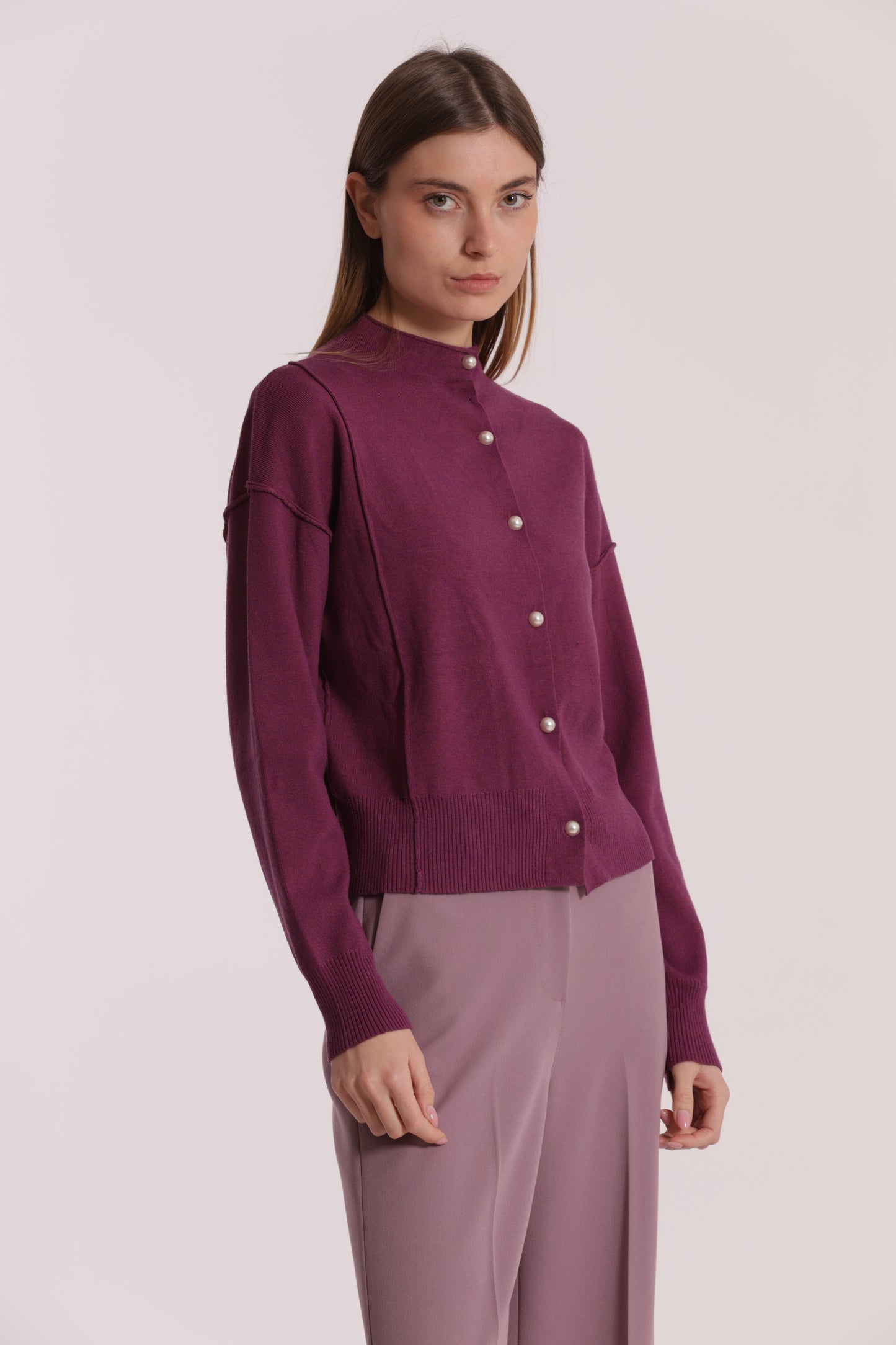 MAGLIA CARDIGAN CON BOTTONI PERLE