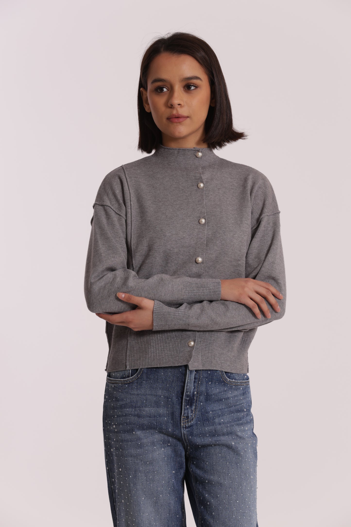 MAGLIA CARDIGAN CON BOTTONI PERLE
