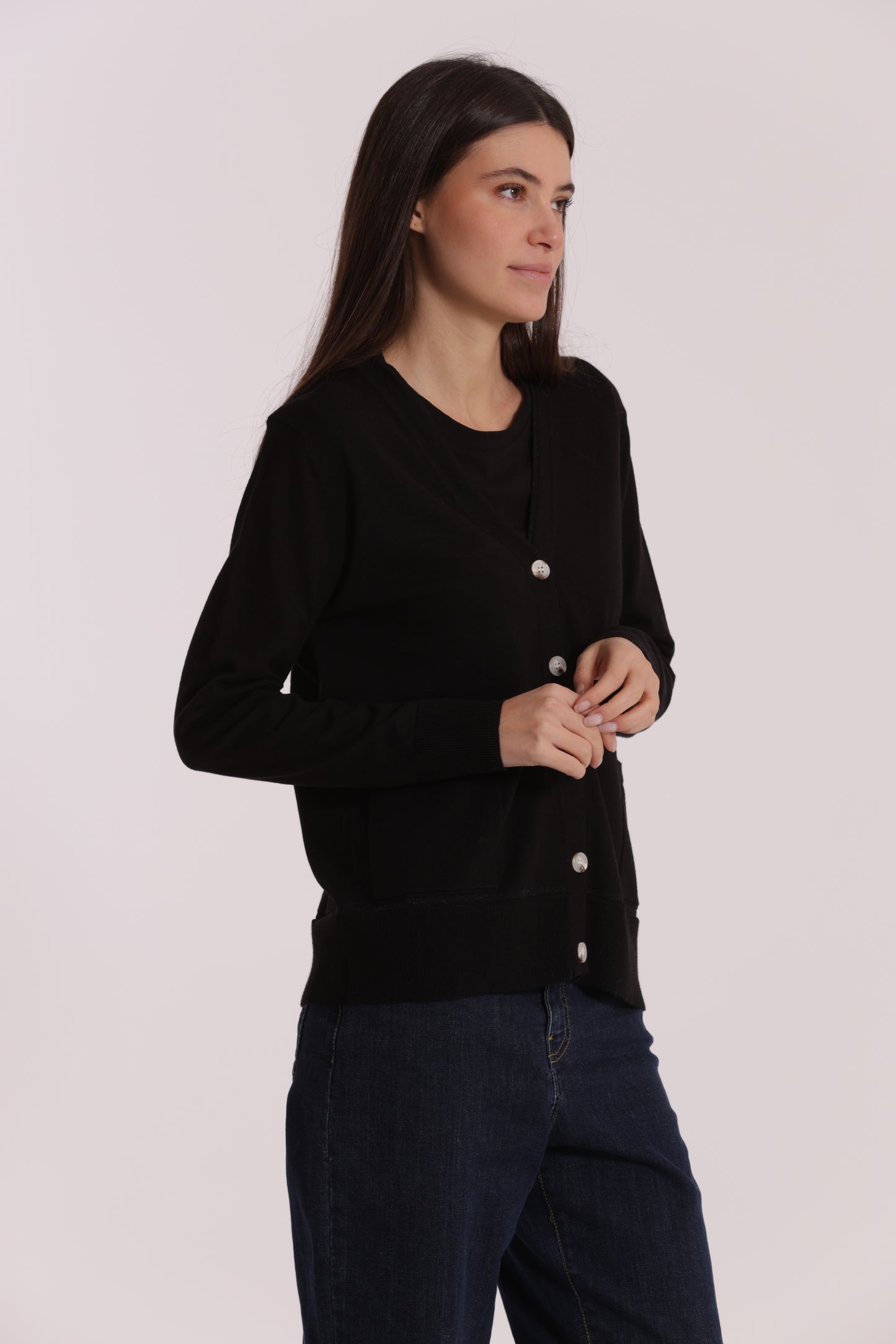 MAGLIA CARDIGAN CON BORDI LUREX