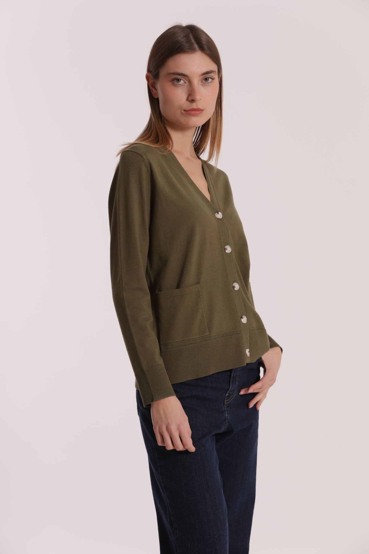 MAGLIA CARDIGAN CON BORDI LUREX