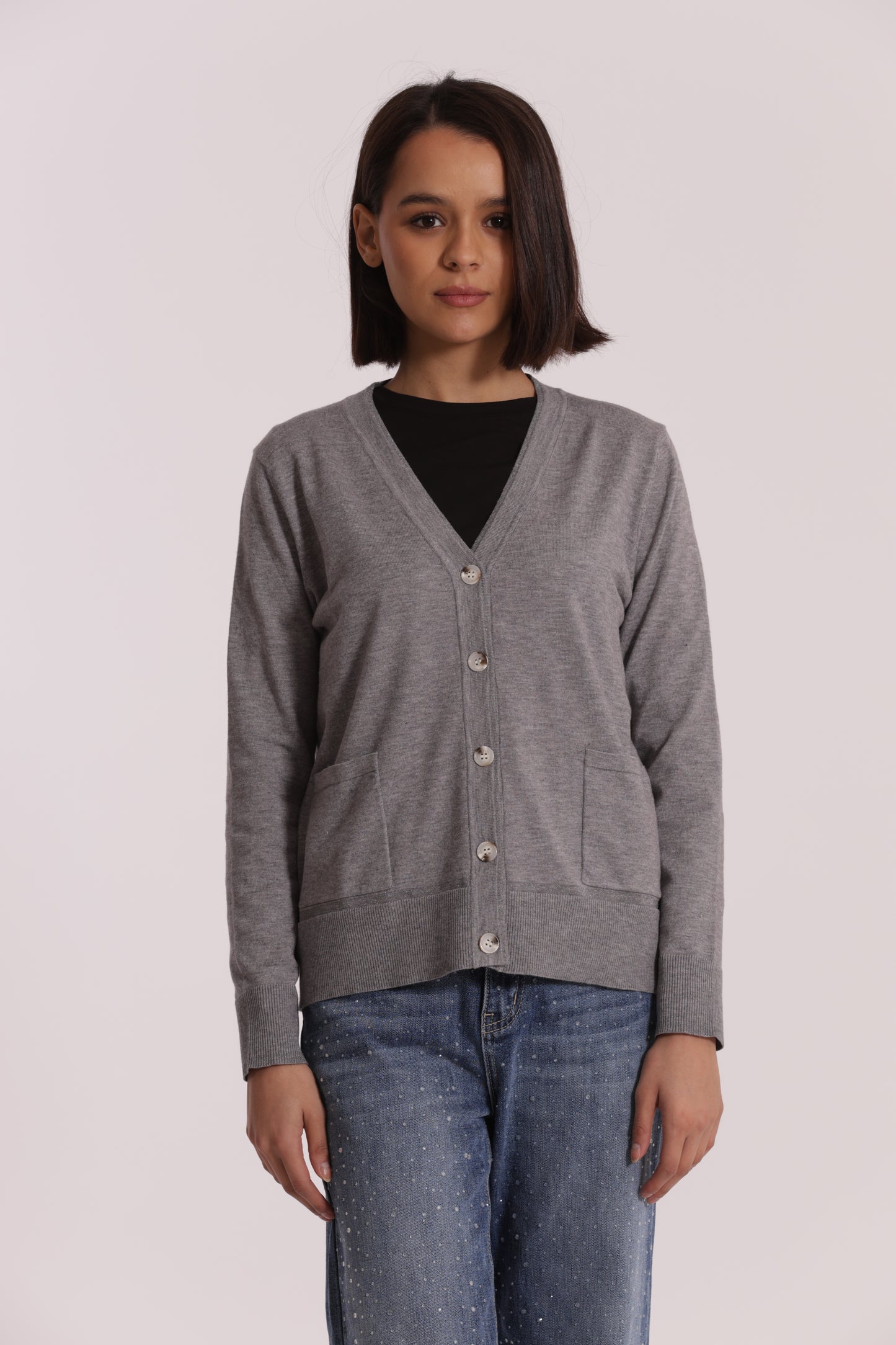 MAGLIA CARDIGAN CON BORDI LUREX