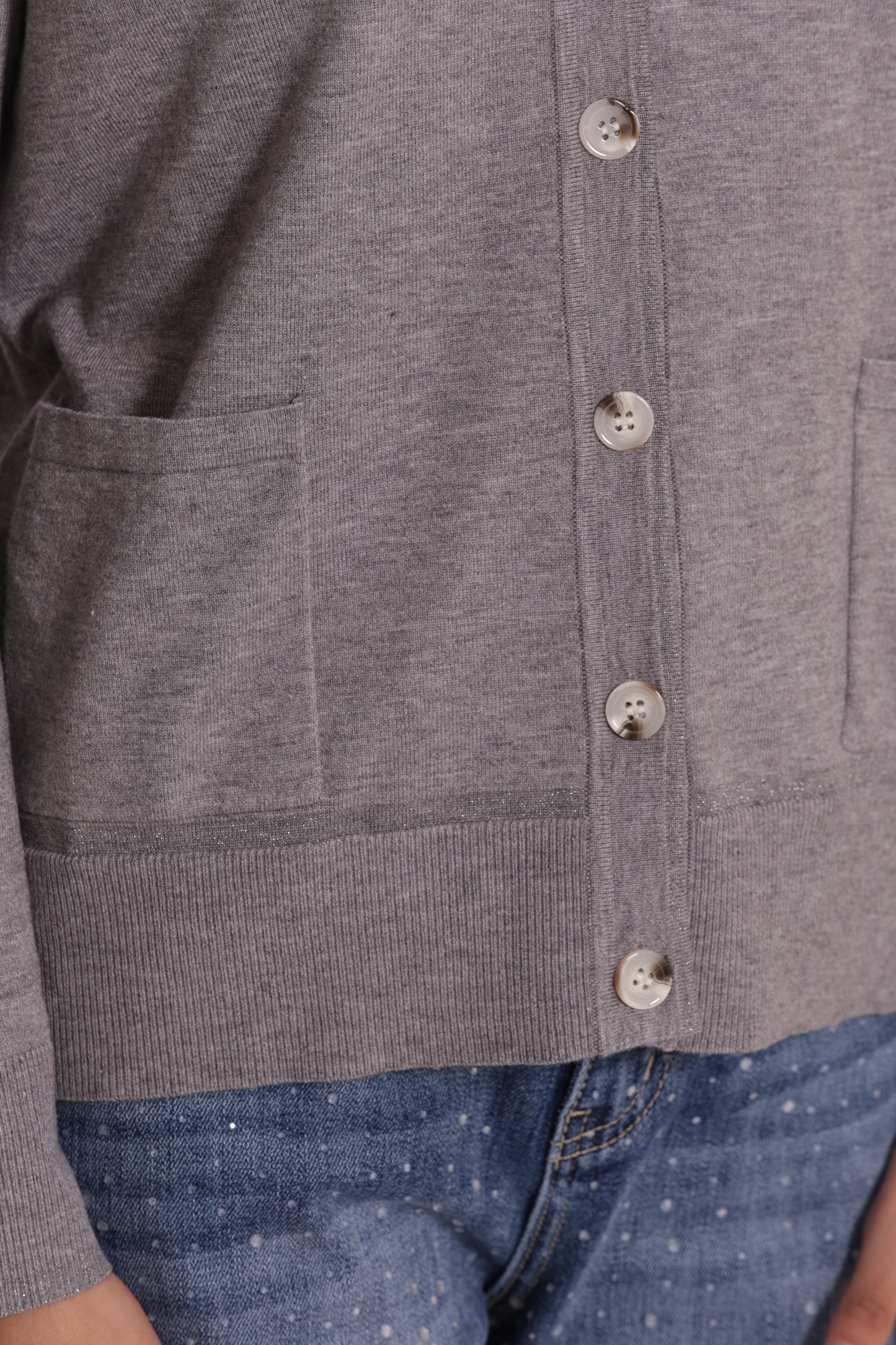 MAGLIA CARDIGAN CON BORDI LUREX