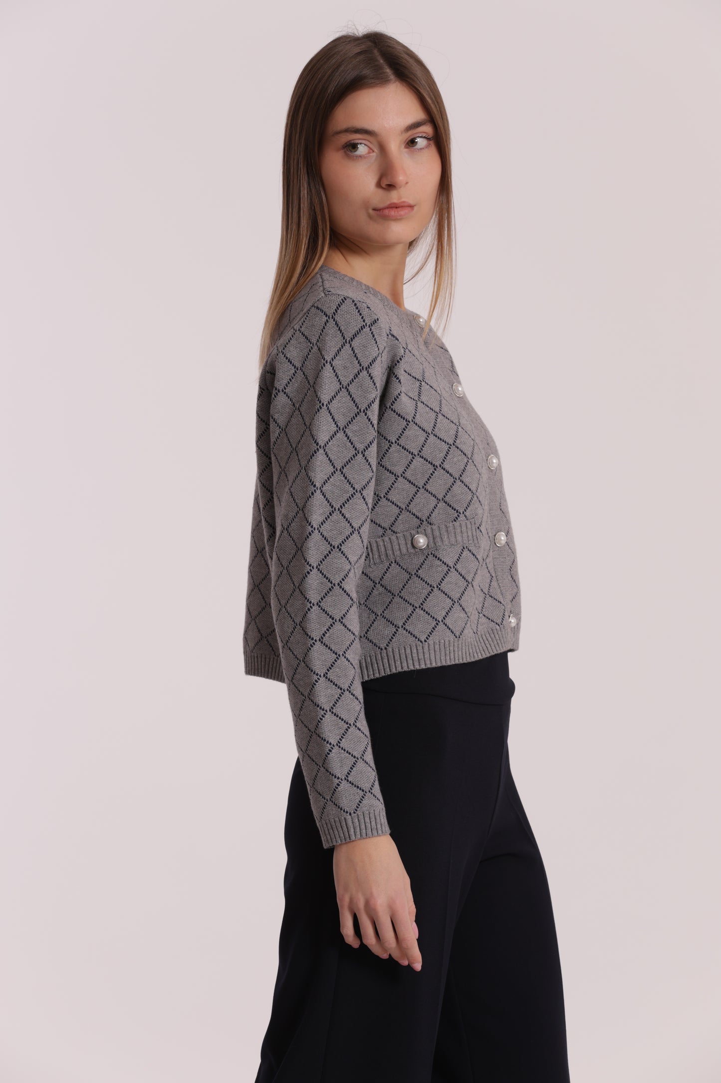 MAGLIA CARDIGAN A ROMBI