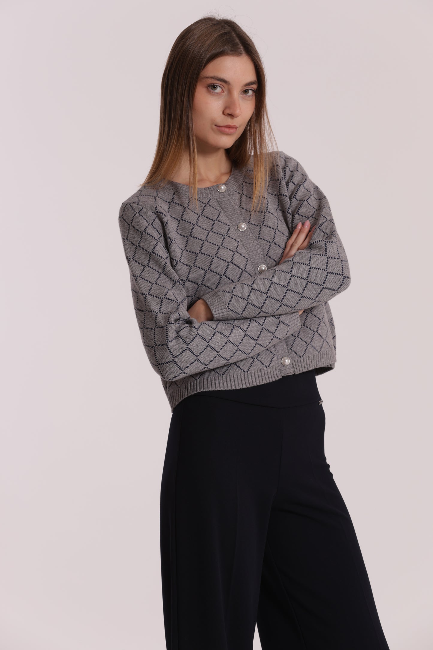 MAGLIA CARDIGAN A ROMBI