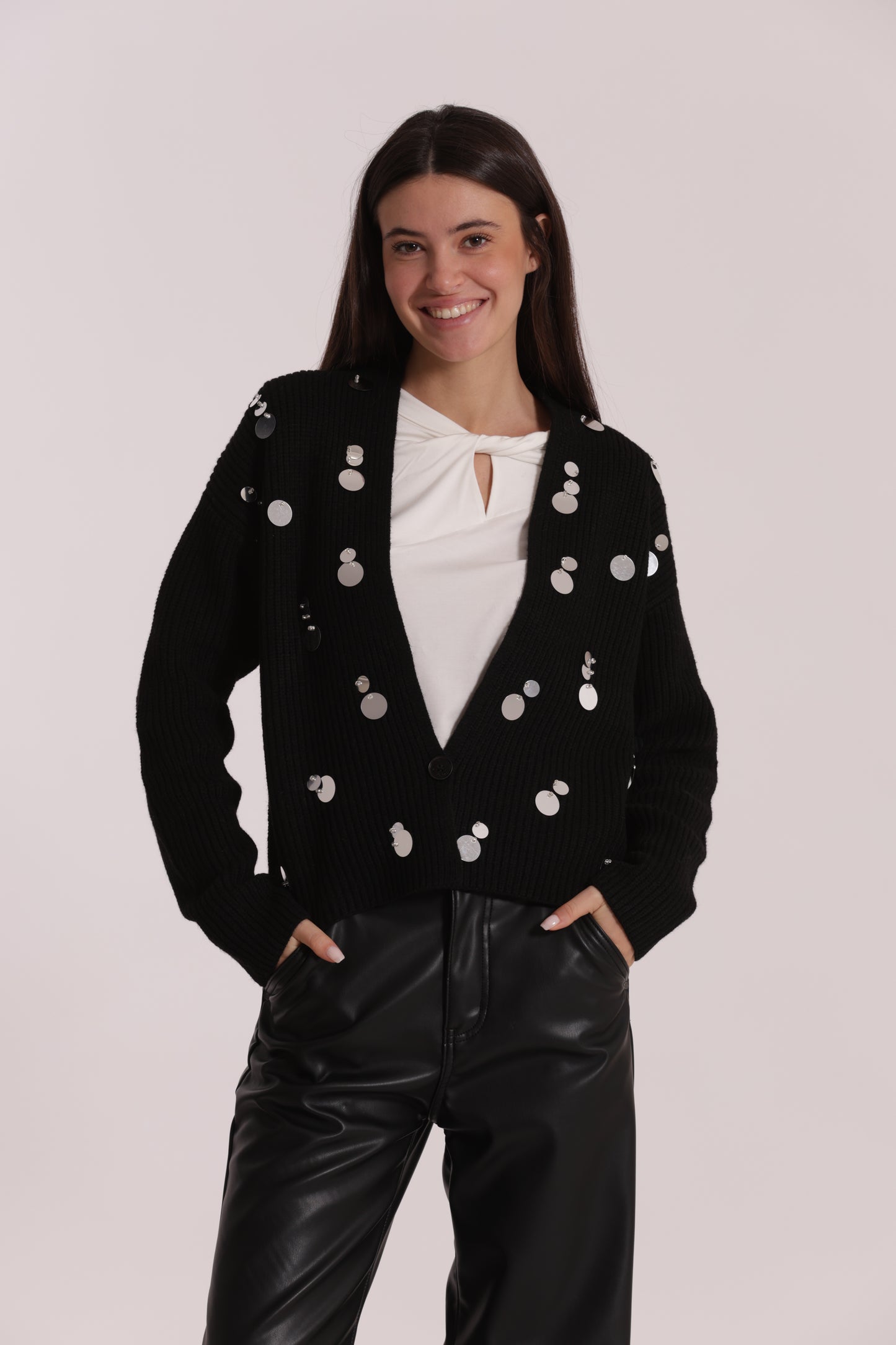 MAGLIA CARDIGAN CON STRASS