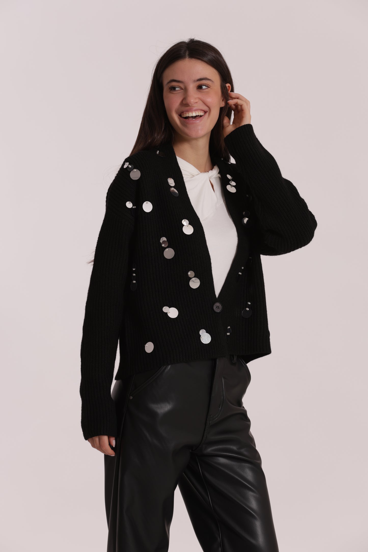 MAGLIA CARDIGAN CON STRASS