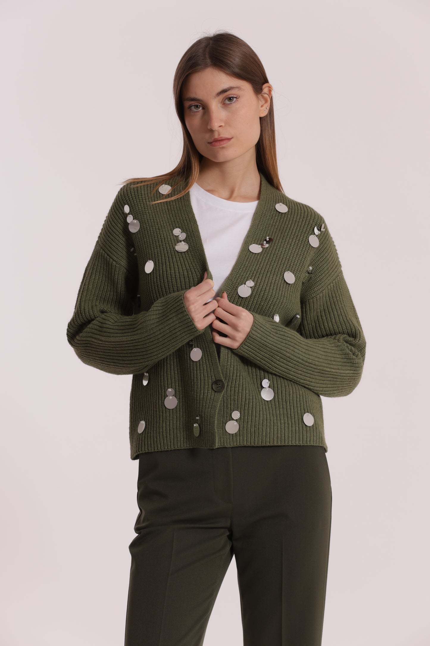 MAGLIA CARDIGAN CON STRASS