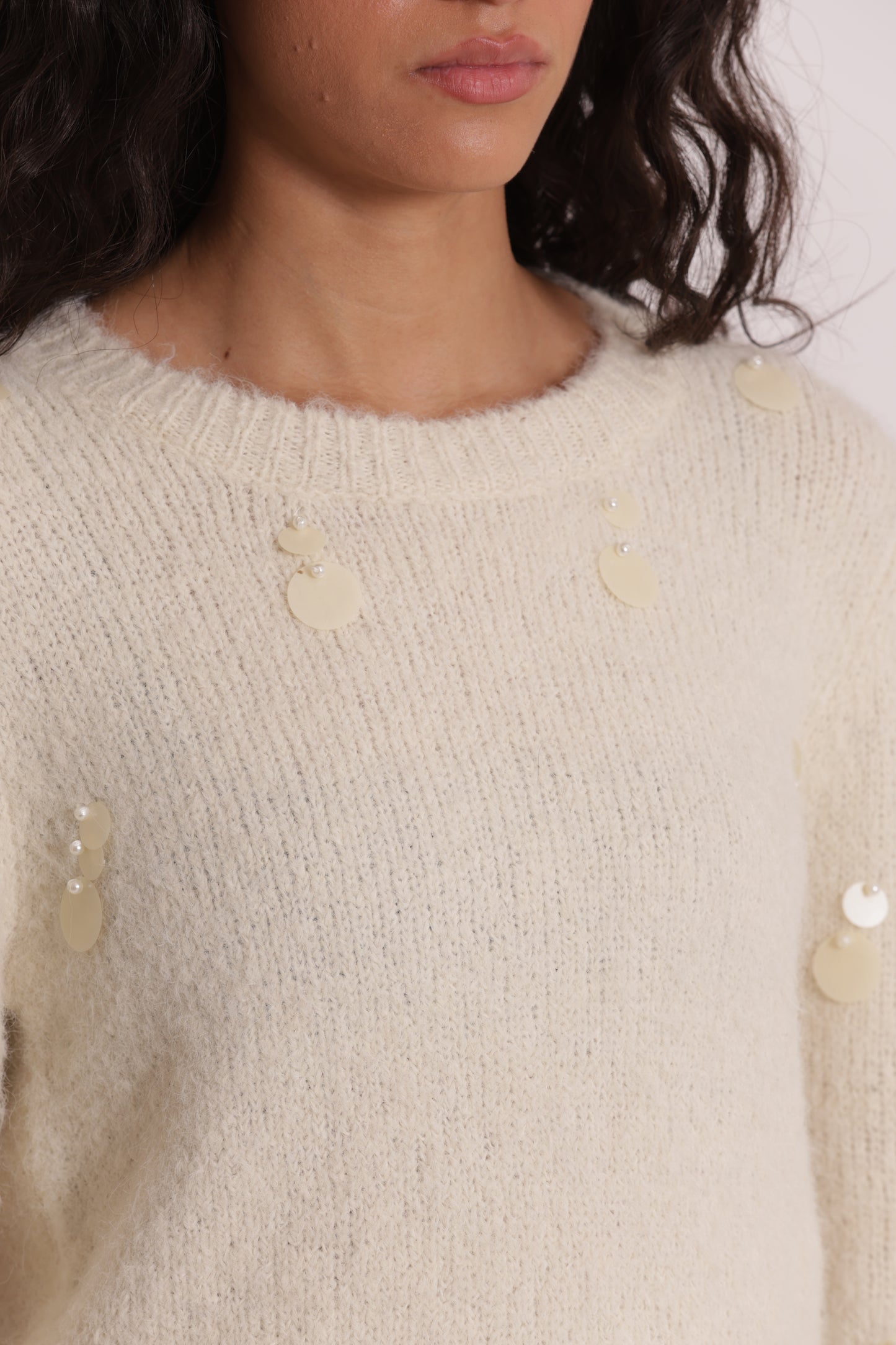 MAGLIA CON PAILLETTES SU MANICHE