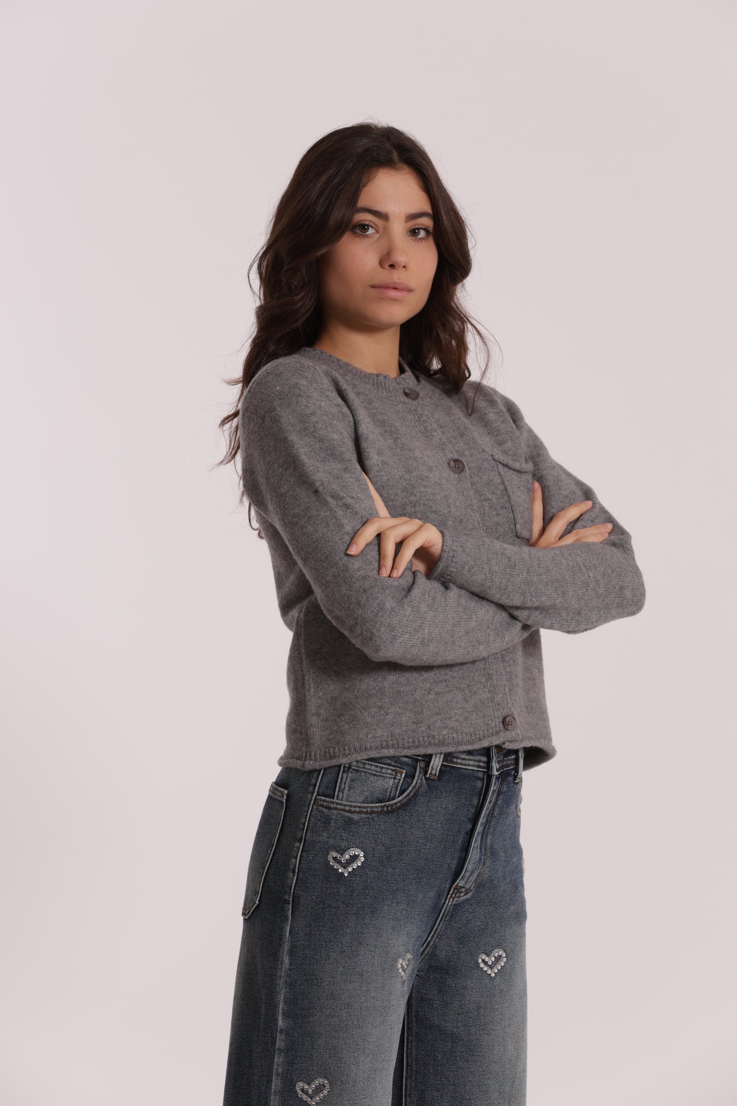 MAGLIA CARDIGAN CON TASCHINO