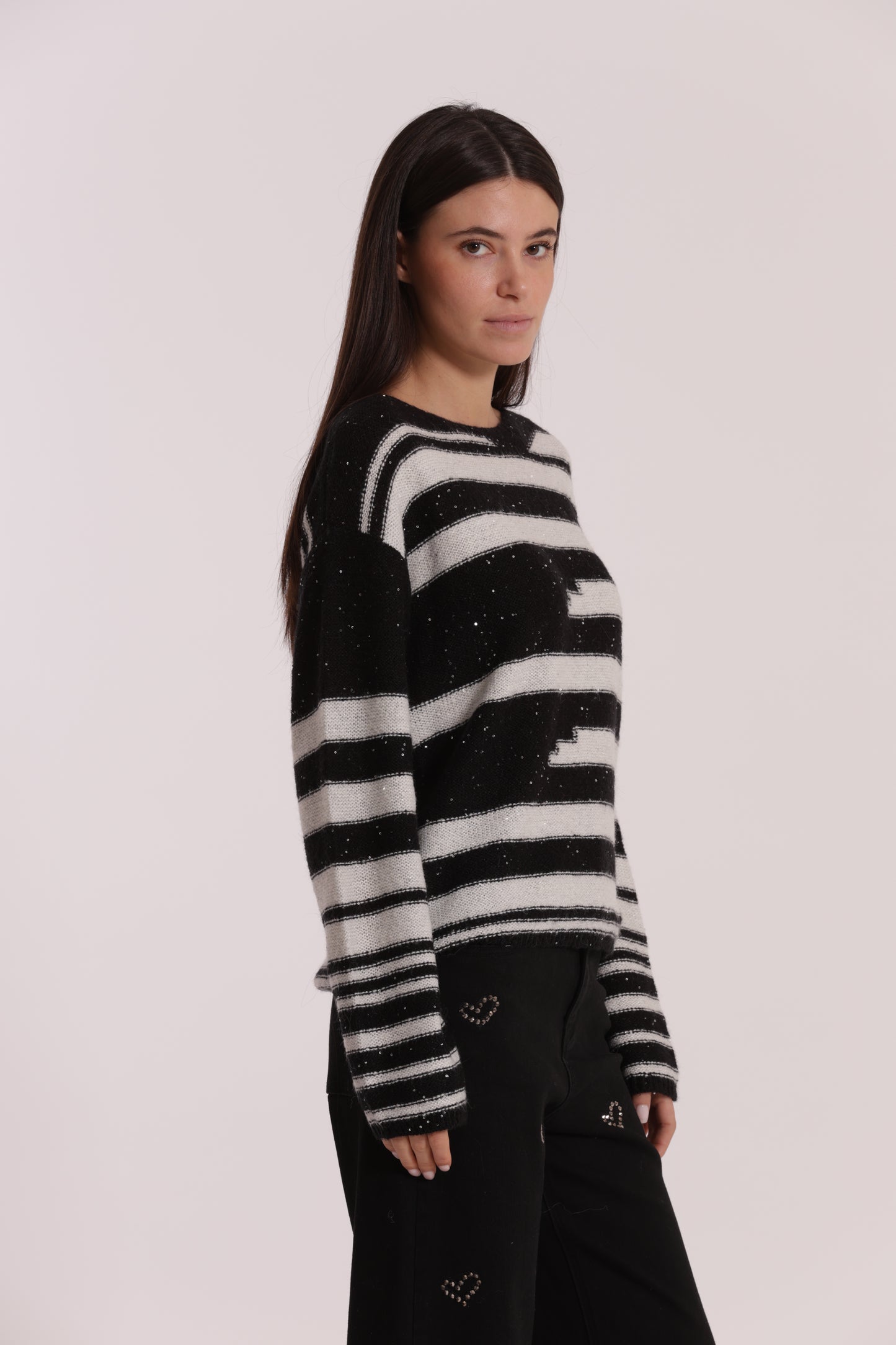 MAGLIA A RIGHE E PAILLETTES