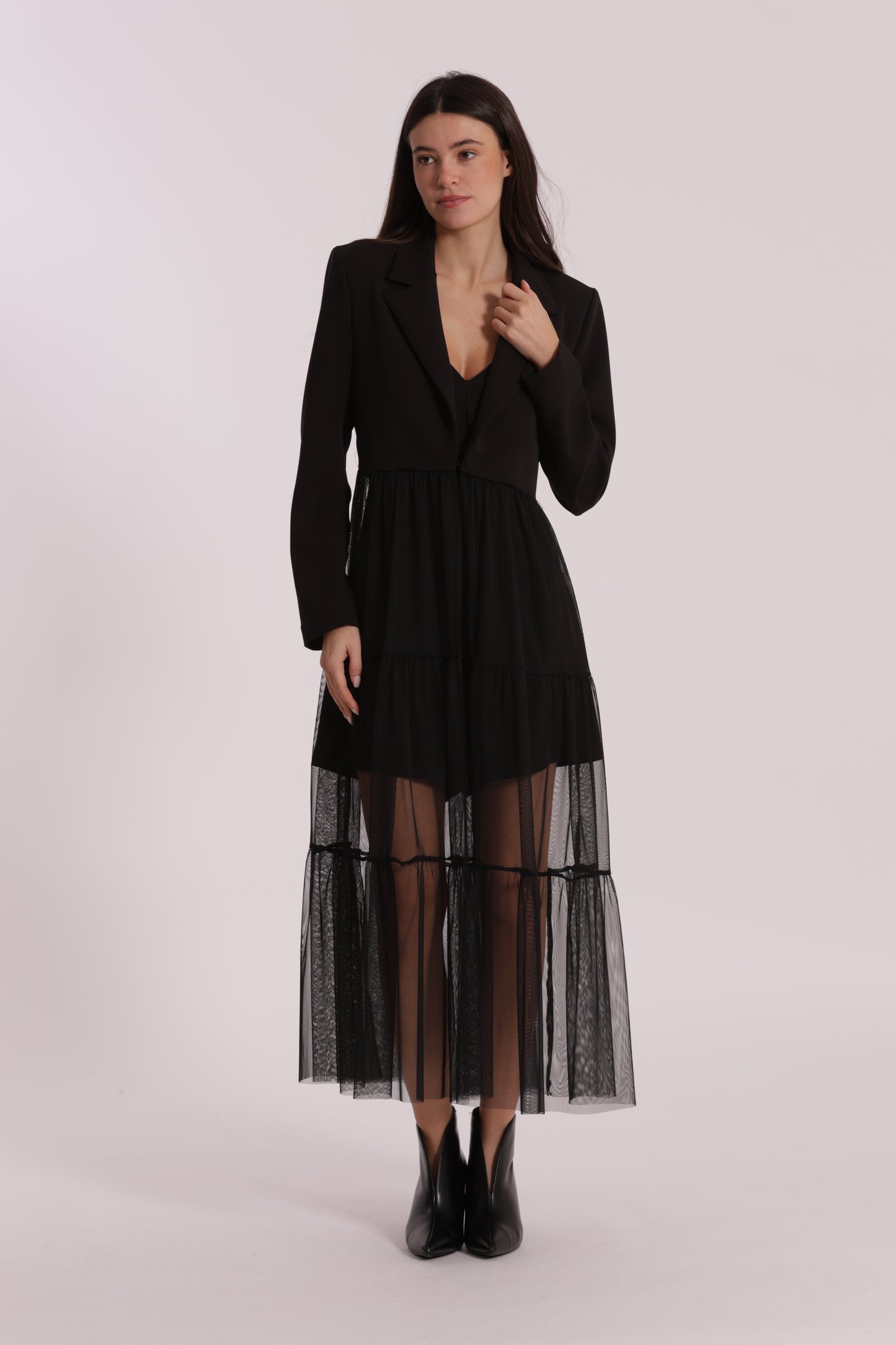 GIACCA LUNGA CON TULLE