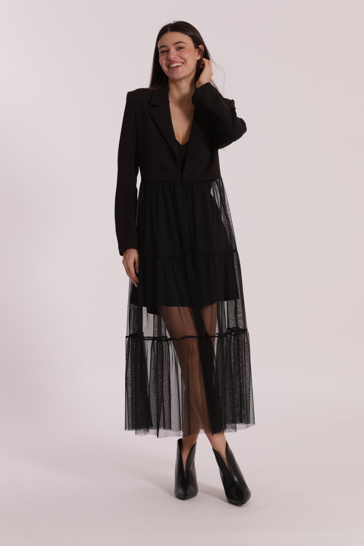GIACCA LUNGA CON TULLE