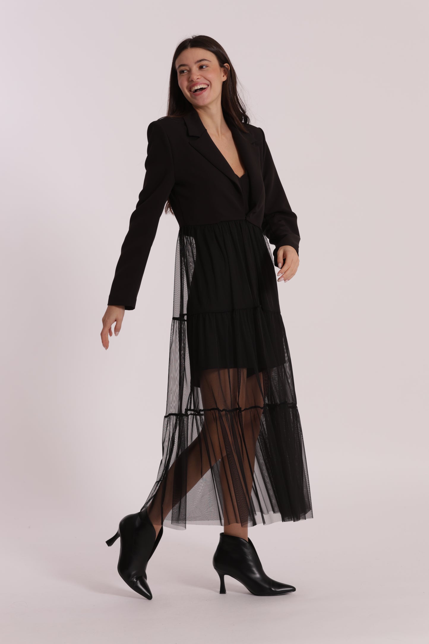 GIACCA LUNGA CON TULLE