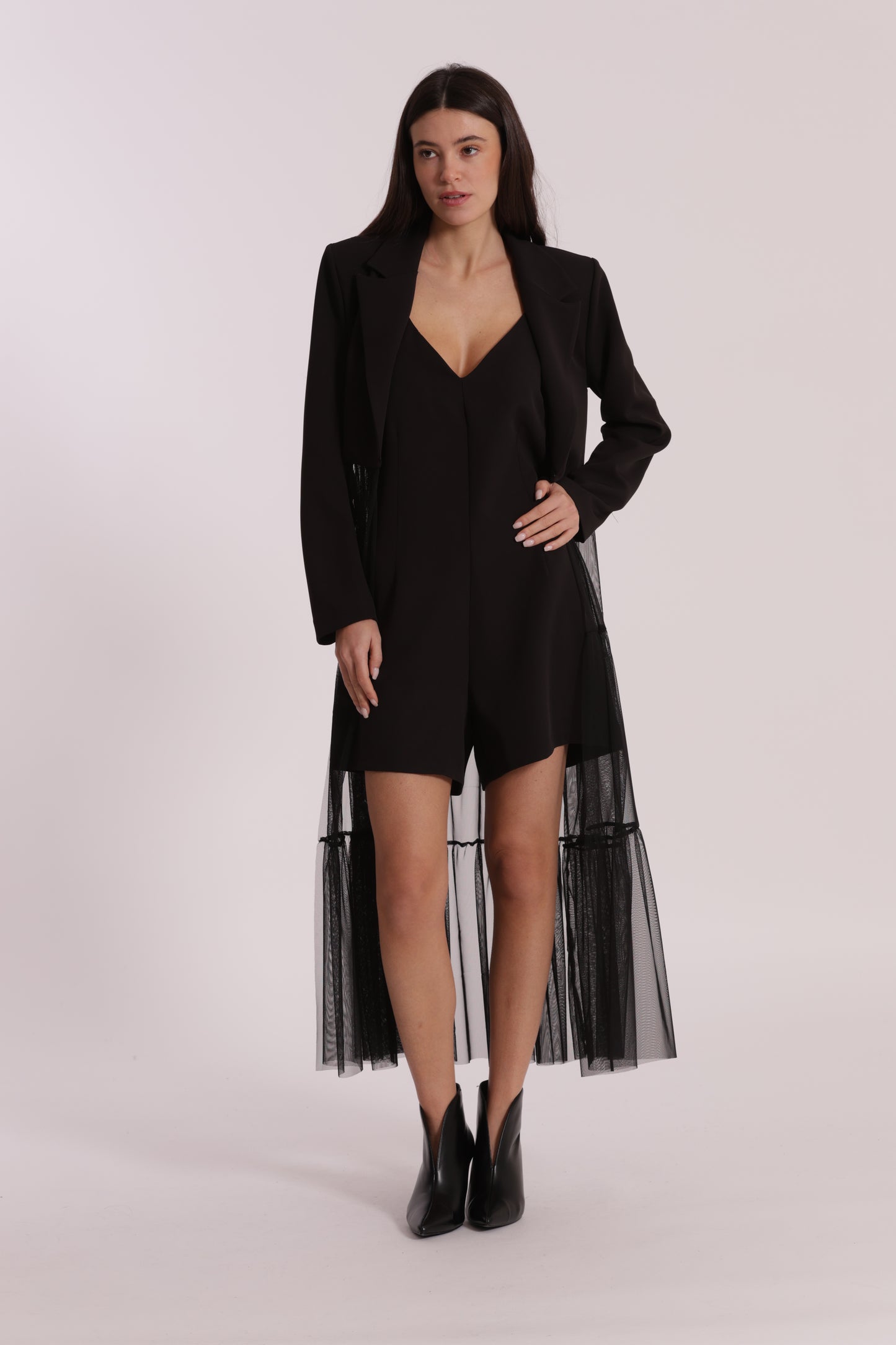 GIACCA LUNGA CON TULLE