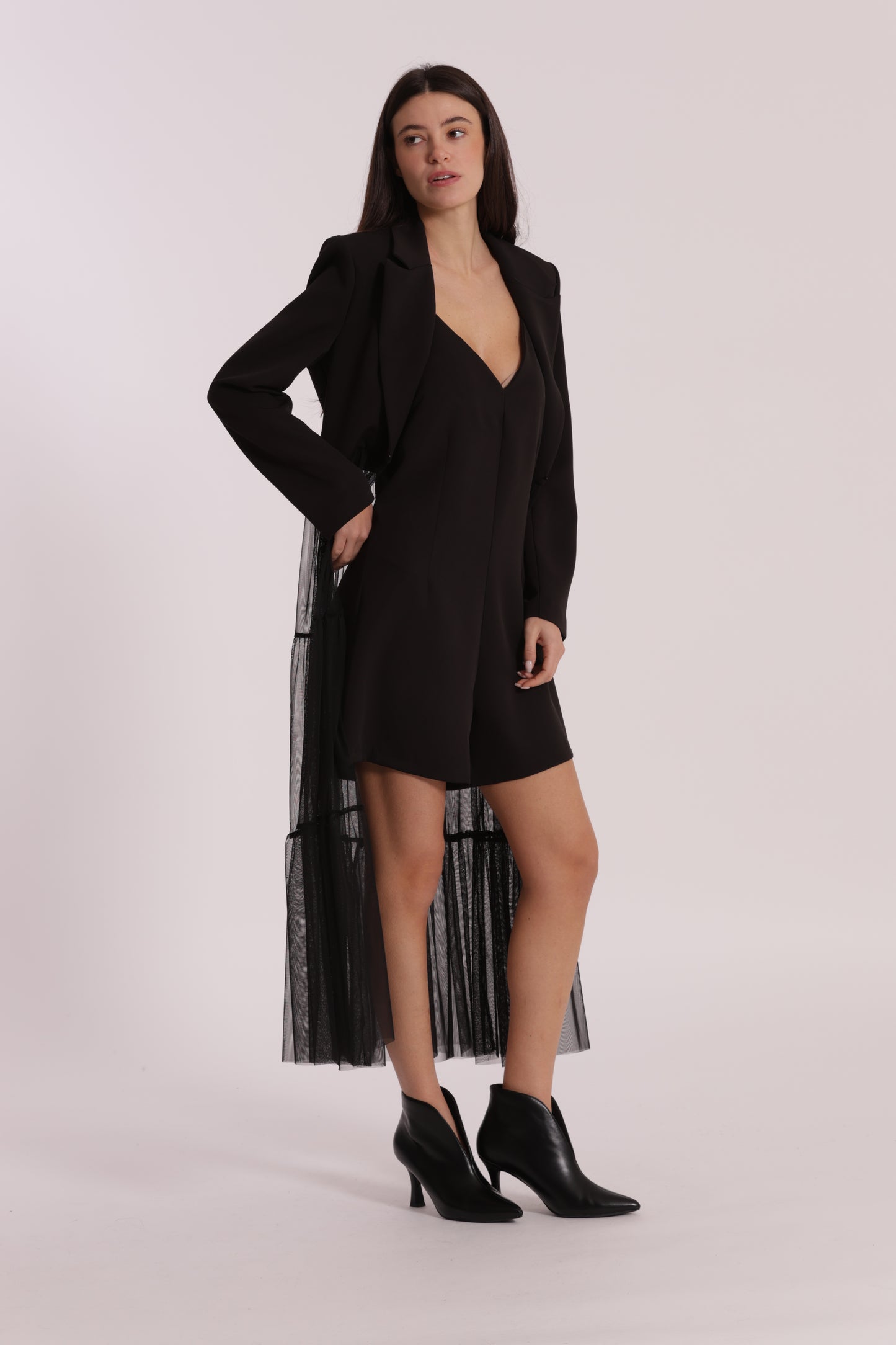 GIACCA LUNGA CON TULLE