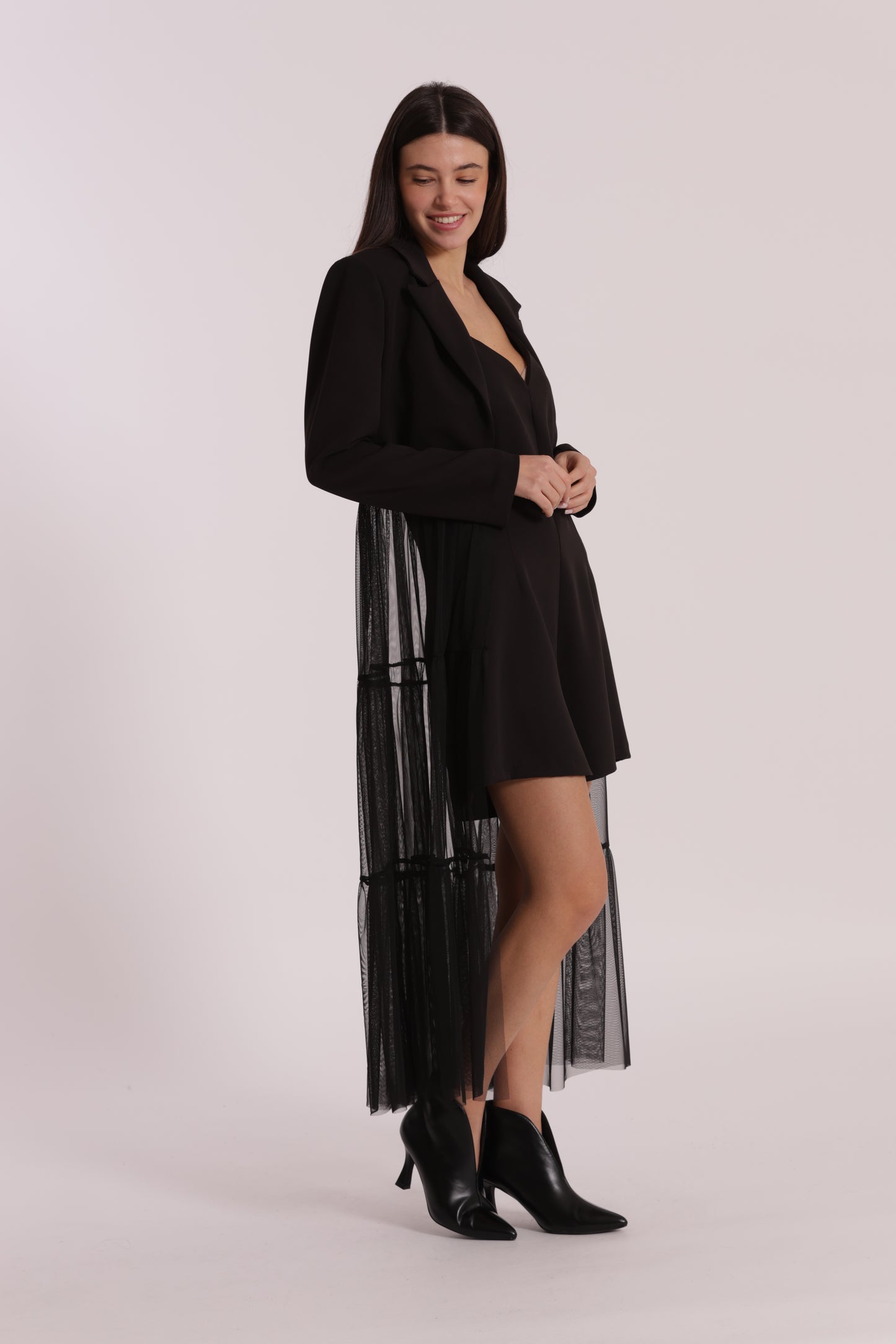 GIACCA LUNGA CON TULLE