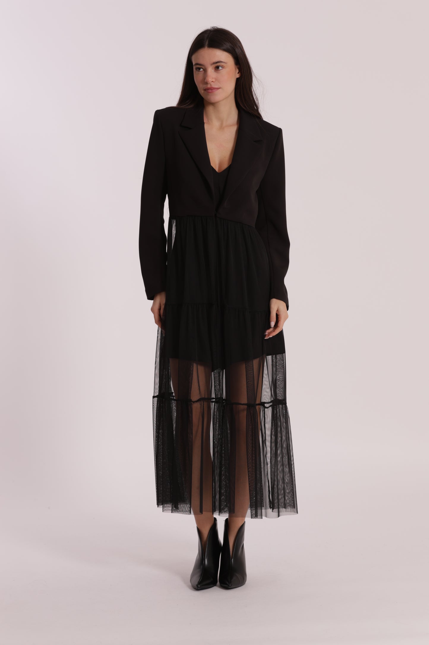 GIACCA LUNGA CON TULLE