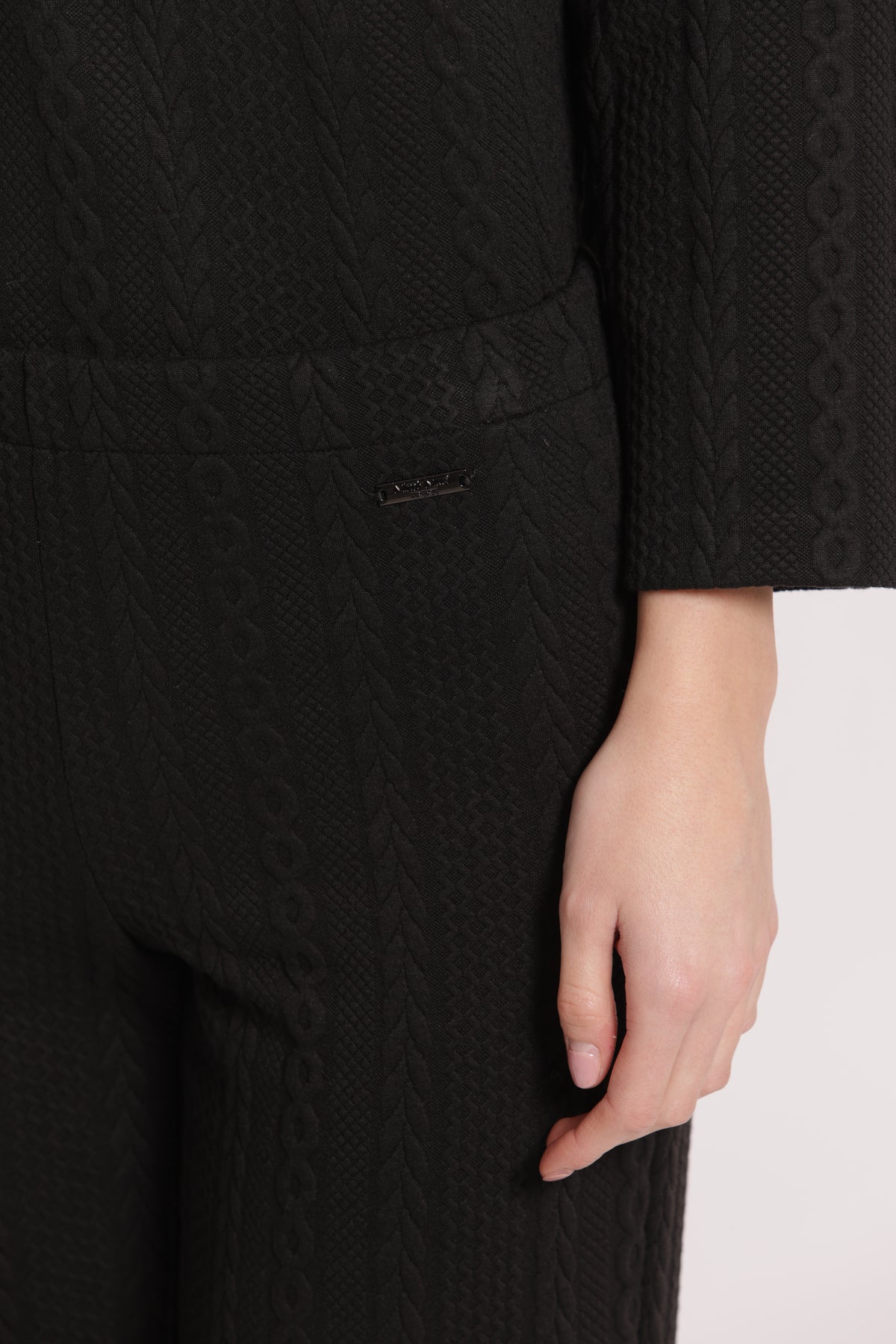 PANTALONE IN PUNTO MILANO CON TRECCIA