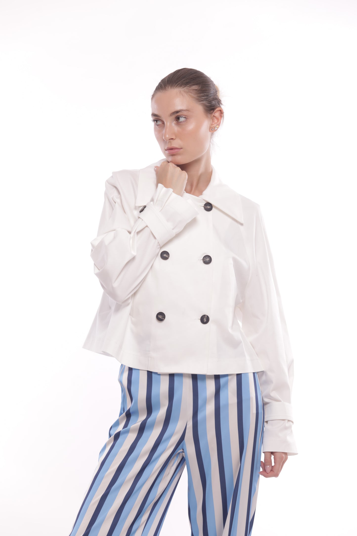 TRENCH CROPPED IN GABARDINA