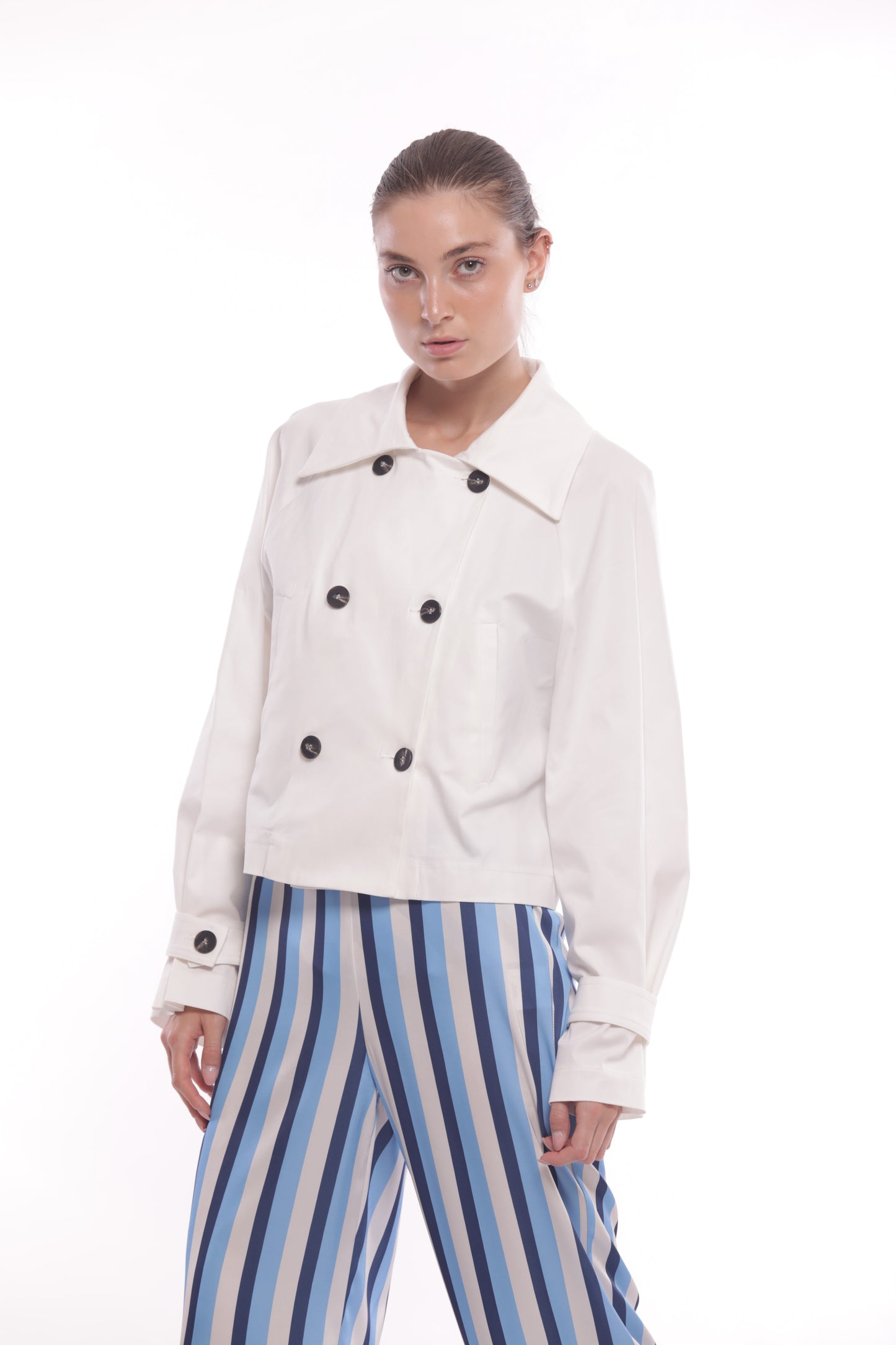 TRENCH CROPPED IN GABARDINA