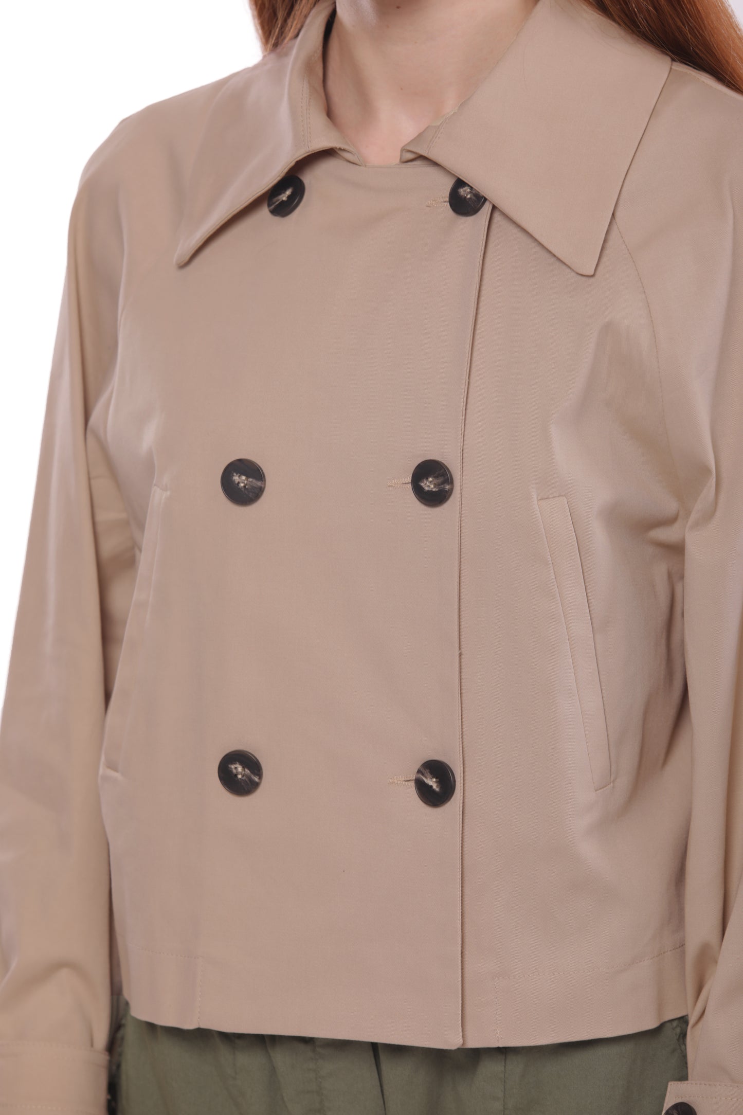 TRENCH CROPPED IN GABARDINA