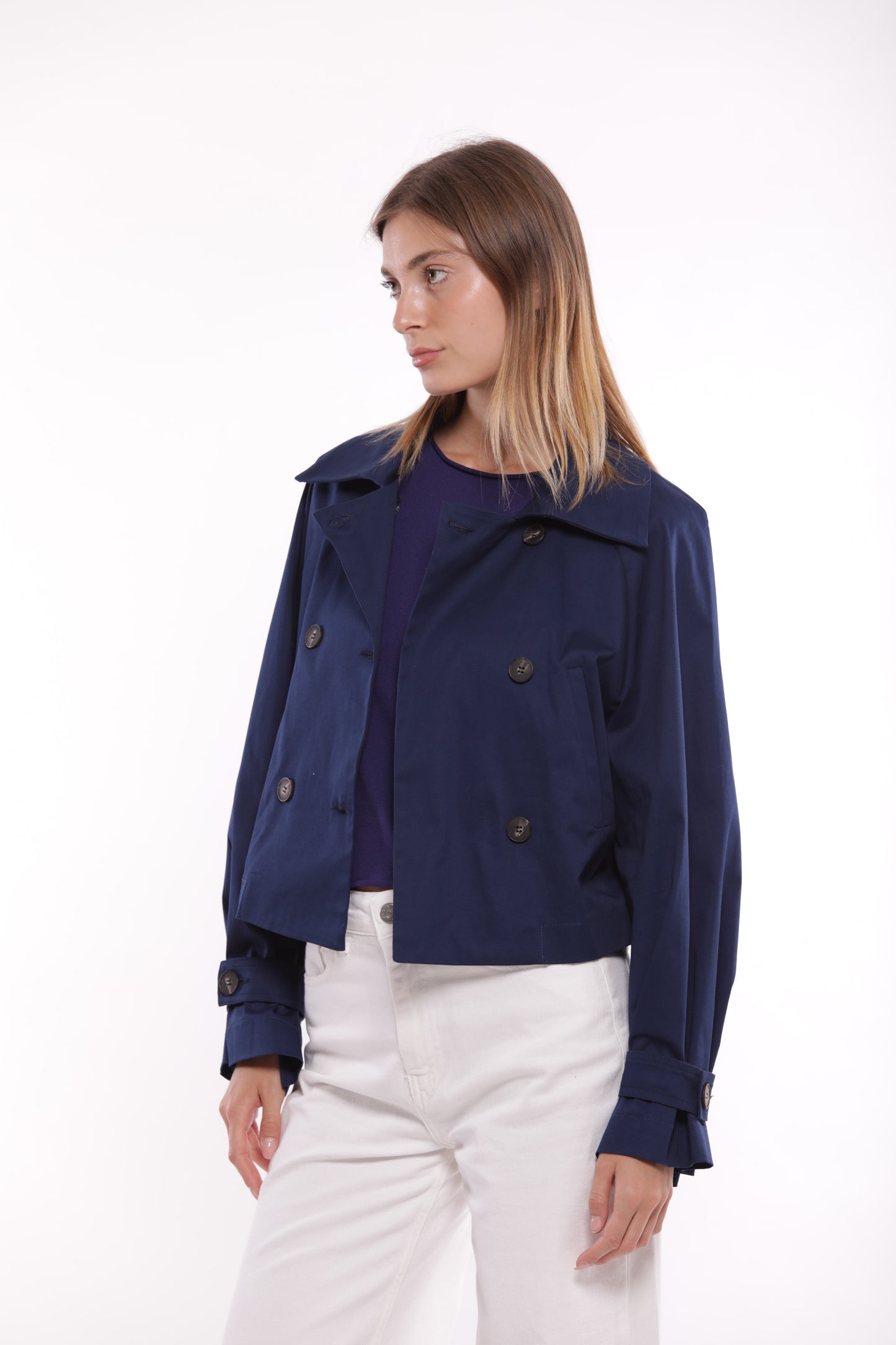 TRENCH CROPPED IN GABARDINA