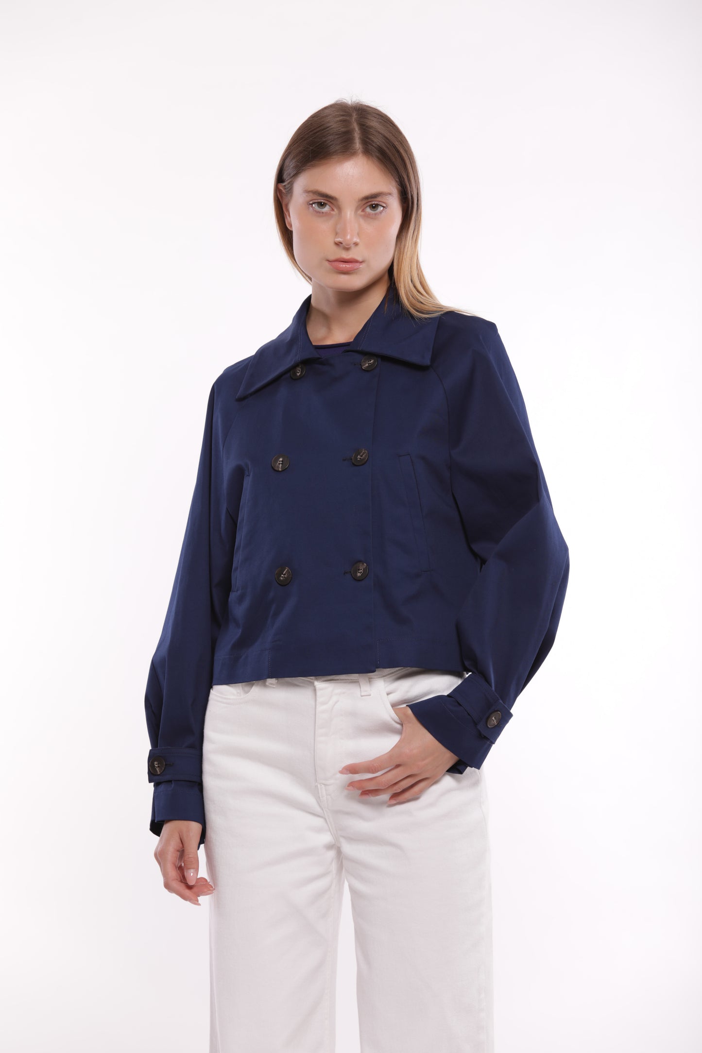 TRENCH CROPPED IN GABARDINA