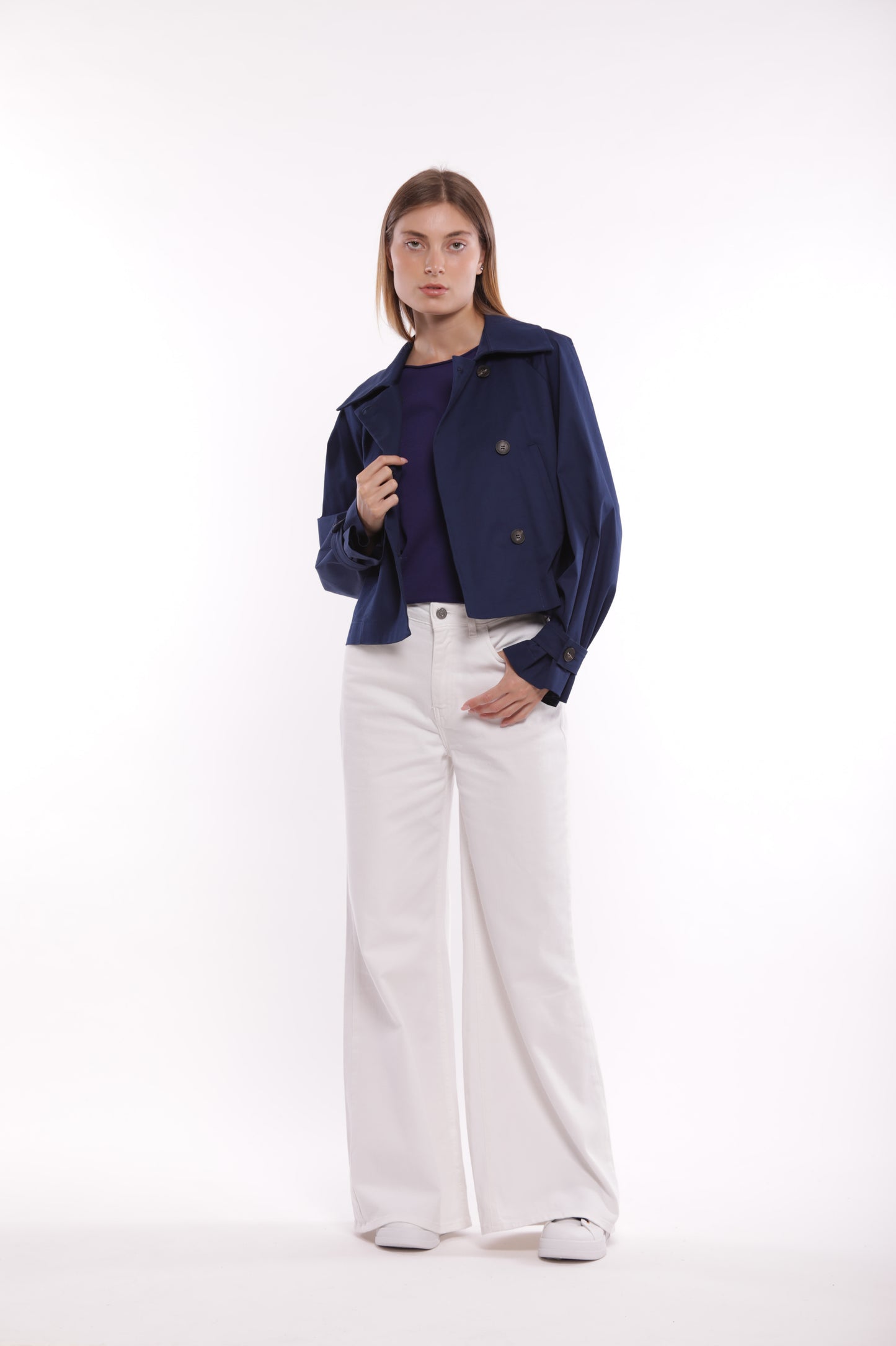 TRENCH CROPPED IN GABARDINA
