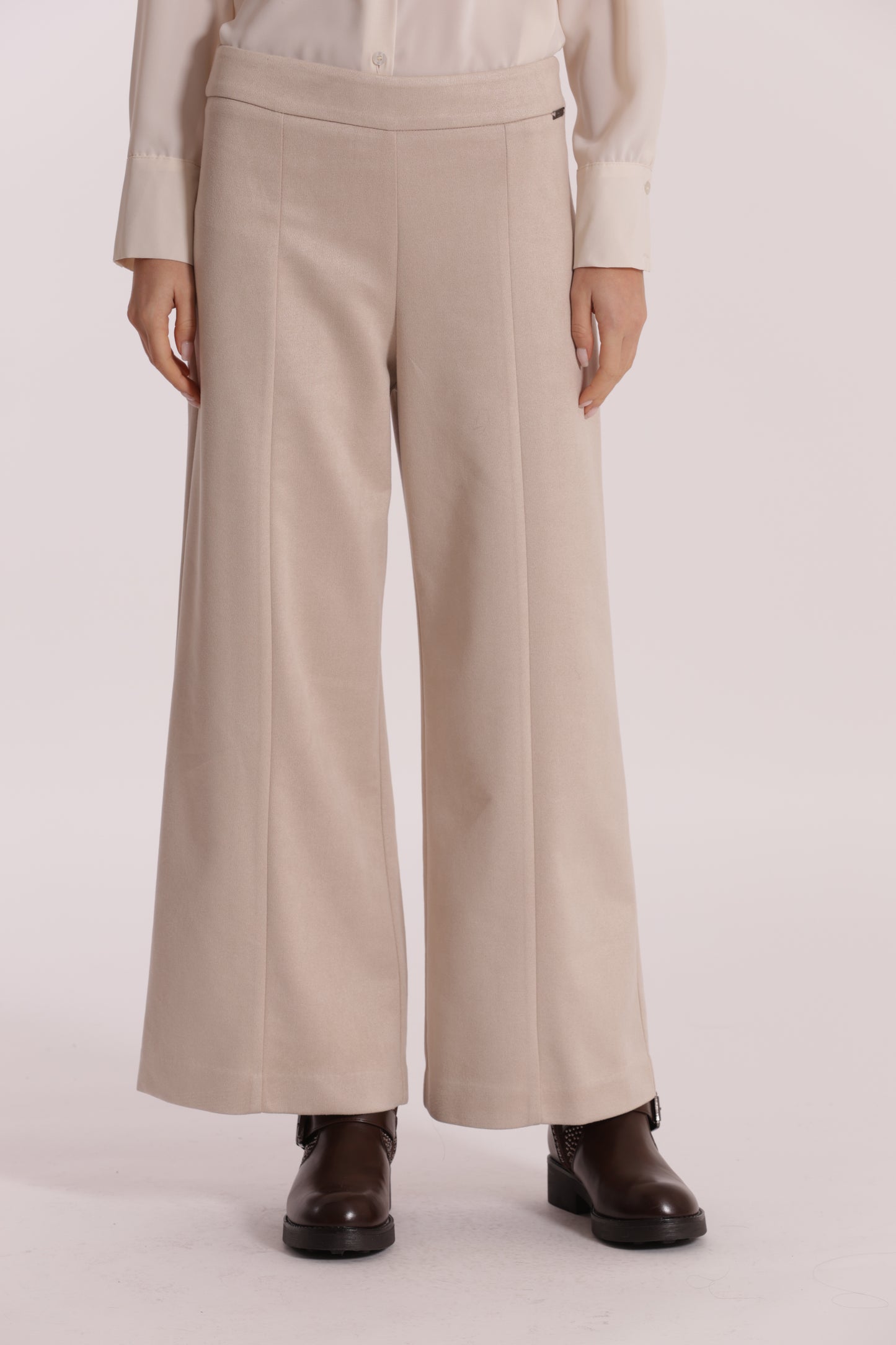 PANTALONE CROPPED EFFETTO CAMOSCIO